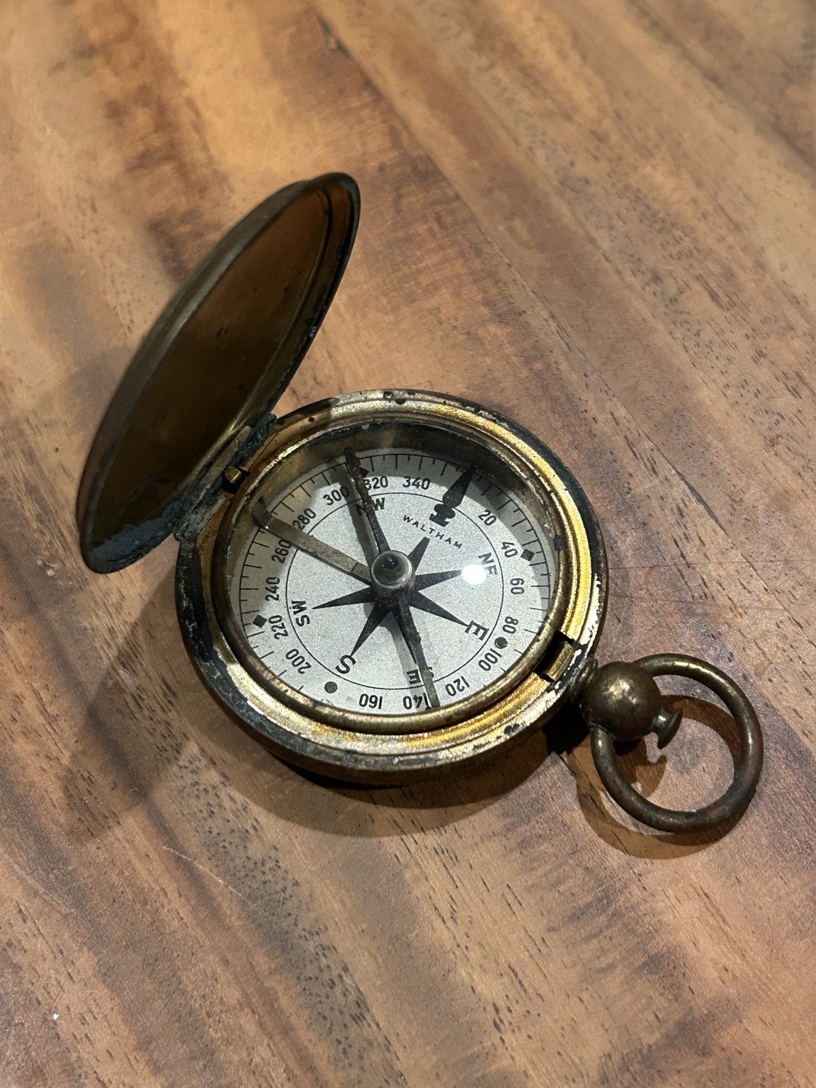 U.S. Military Pocket Compass Waltham WWI Era Antique Army Brass US Stamped U.S. Military Pocket Compass Waltham WWI Era Antique Army Brass US Stamped