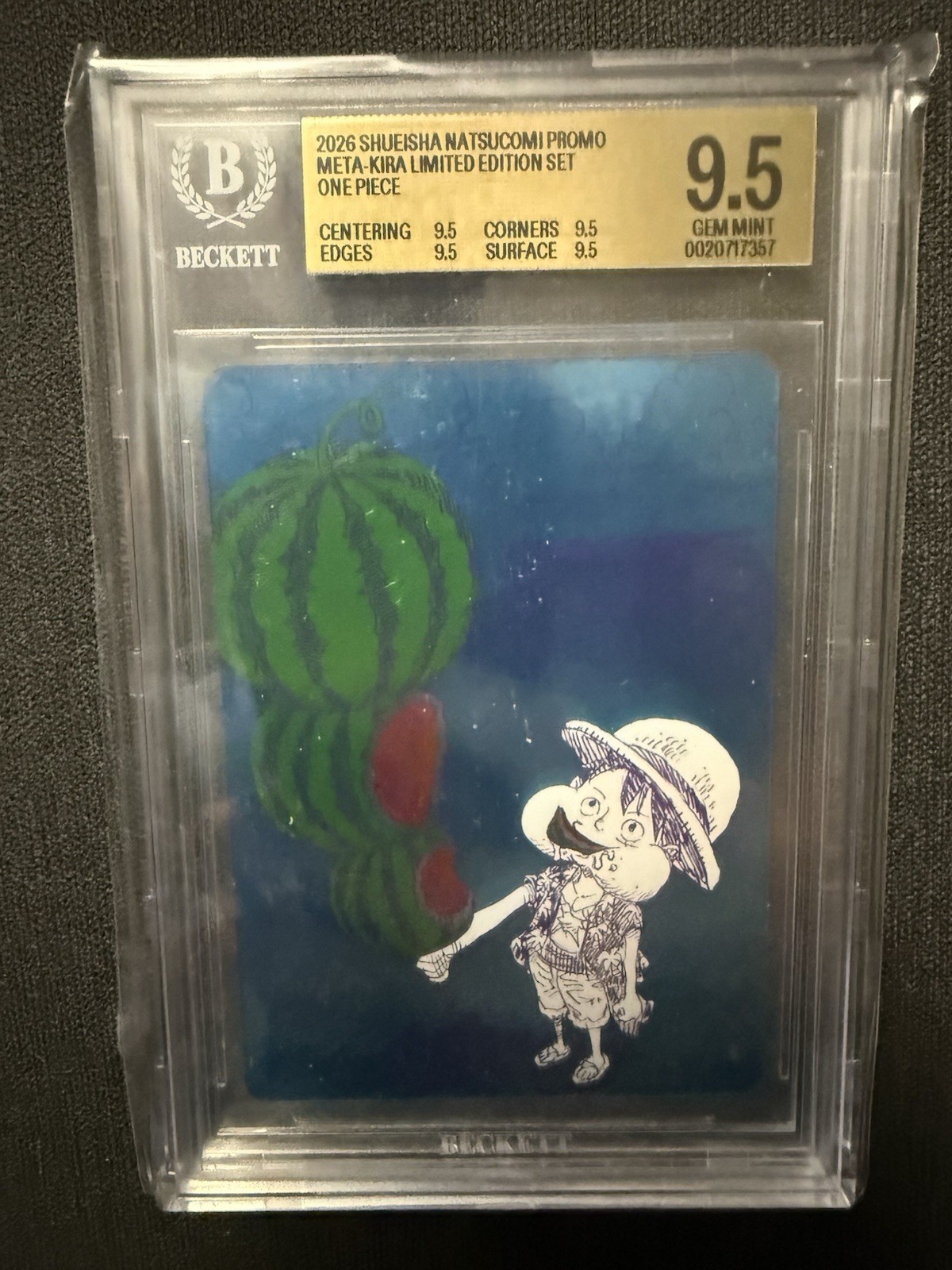 Shueisha One Piece Luffy #006 Meta-Kira Promo BGS 9.5 2026 Natsucomi Shueisha One Piece Luffy #006 Meta-Kira Promo BGS 9.5 2026 Natsucomi