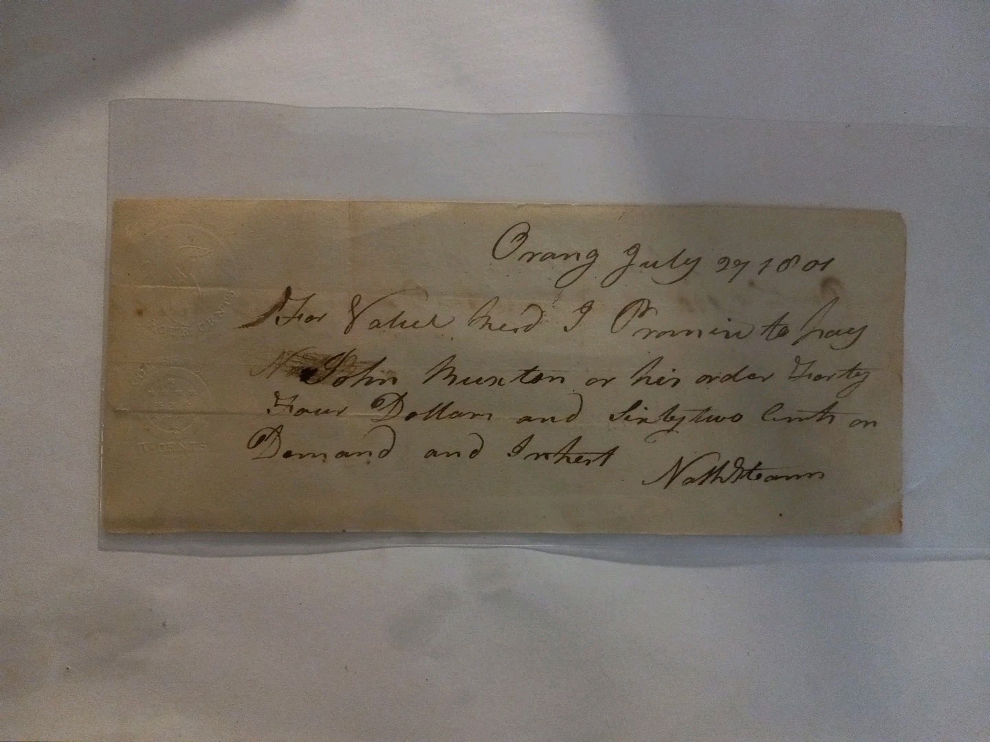 RARE Vintage 1801 $44 Promissory Note Americana Washington Bank Of PENNSYLVANIA RARE Vintage 1801 $44 Promissory Note Americana Washington Bank Of PENNSYLVANIA