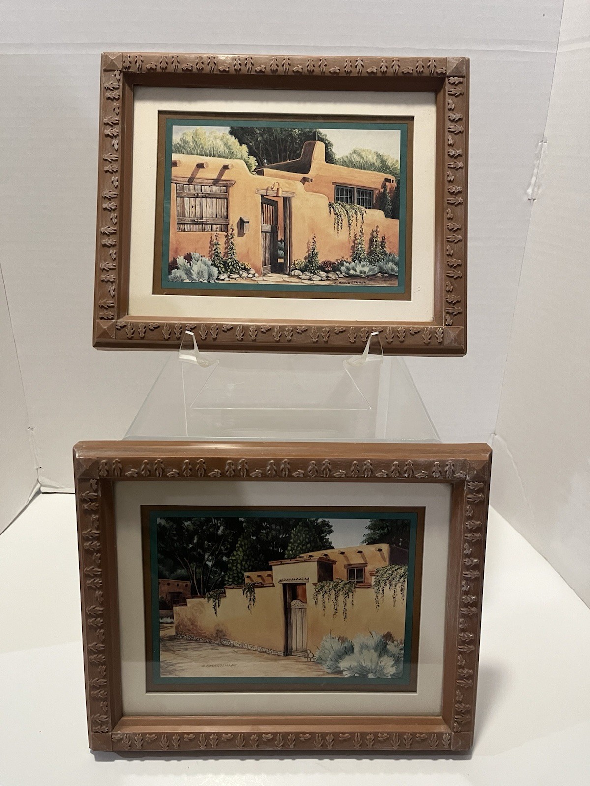 Vintage 1992 K. Brueggemann Southwestern Print Stucco Adobe House Matted Framed Vintage 1992 K. Brueggemann Southwestern Print Stucco Adobe House Matted Framed