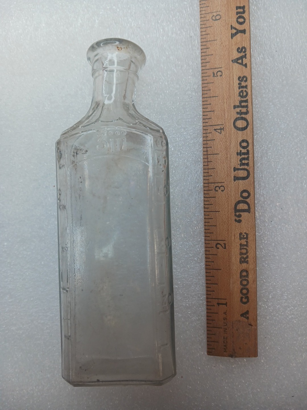 Vintage 3iii Medicine Clear Glass Bottle Error Top Warped Old 1900s Medicine... Vintage 3iii Medicine Clear Glass Bottle Error Top Warped Old 1900s Medicine...