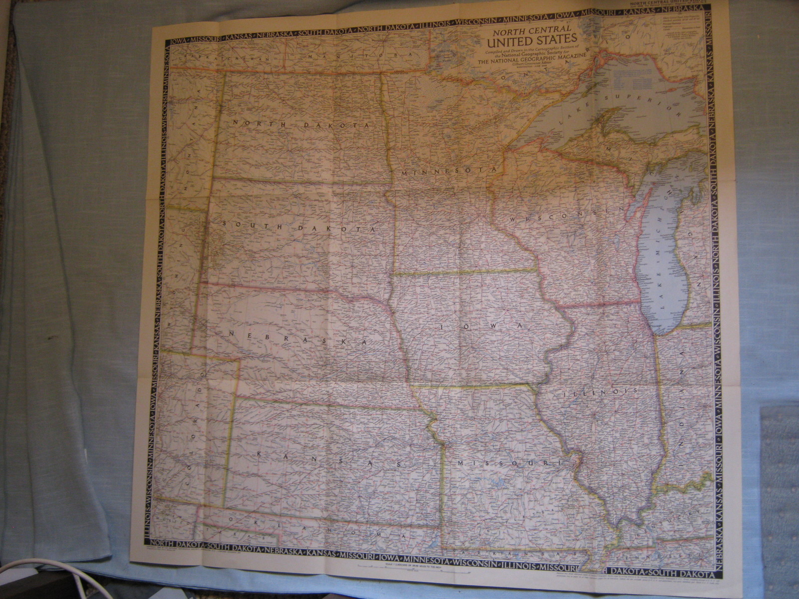 VINTAGE NORTH CENTRAL UNITED STATES WALL MAP National Geographic June 1948 VINTAGE NORTH CENTRAL UNITED STATES WALL MAP National Geographic June 1948