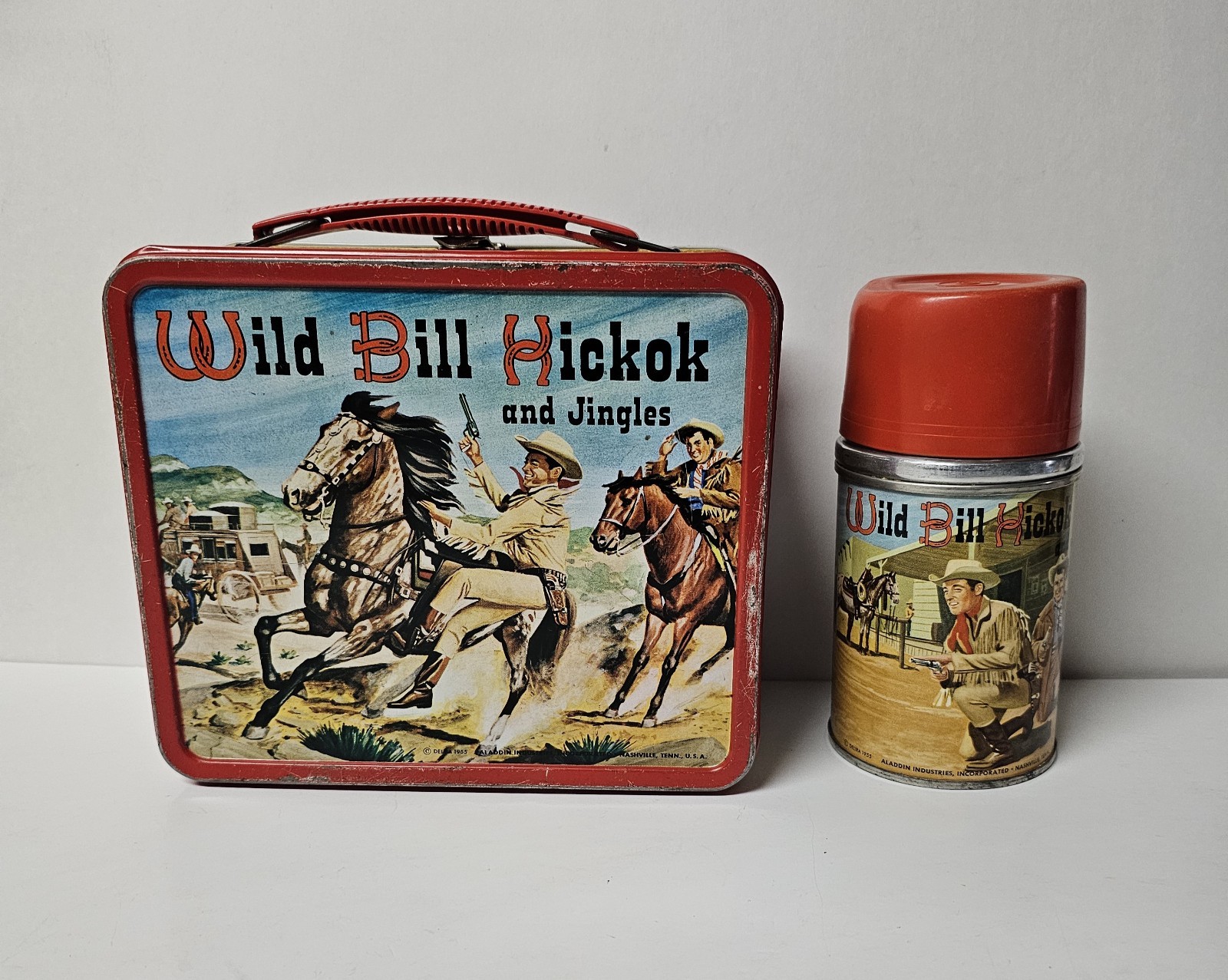 Vintage Wild Bill Hickok & Jingles Lunchbox/Thermos Combo 1955 Alladin Co Vintage Wild Bill Hickok & Jingles Lunchbox/Thermos Combo 1955 Alladin Co