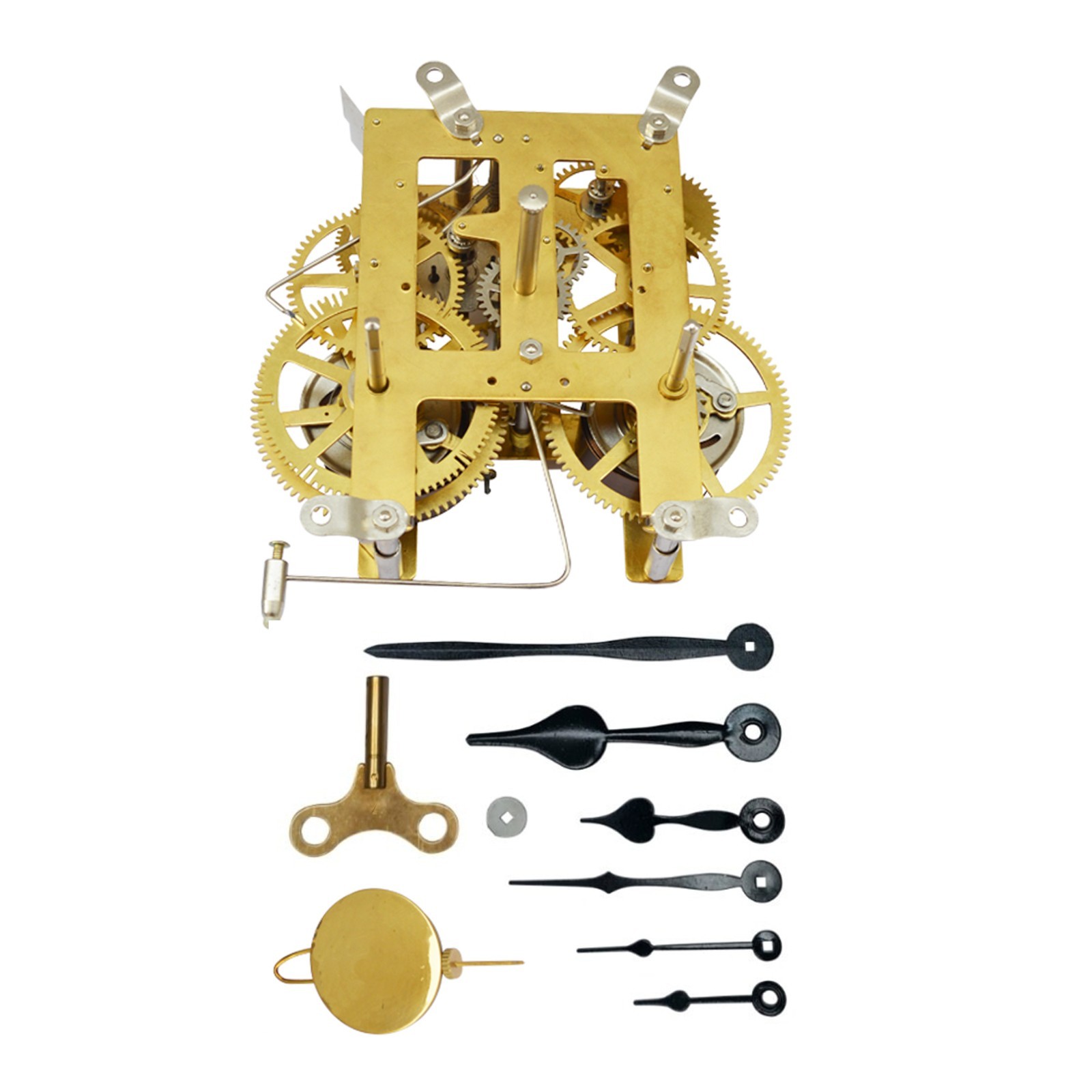 Mechanical Clock Movement Set 8 Days - Manual Wind For Mantle Clocks 4.1/2" Mechanical Clock Movement Set 8 Days - Manual Wind For Mantle Clocks 4.1/2"