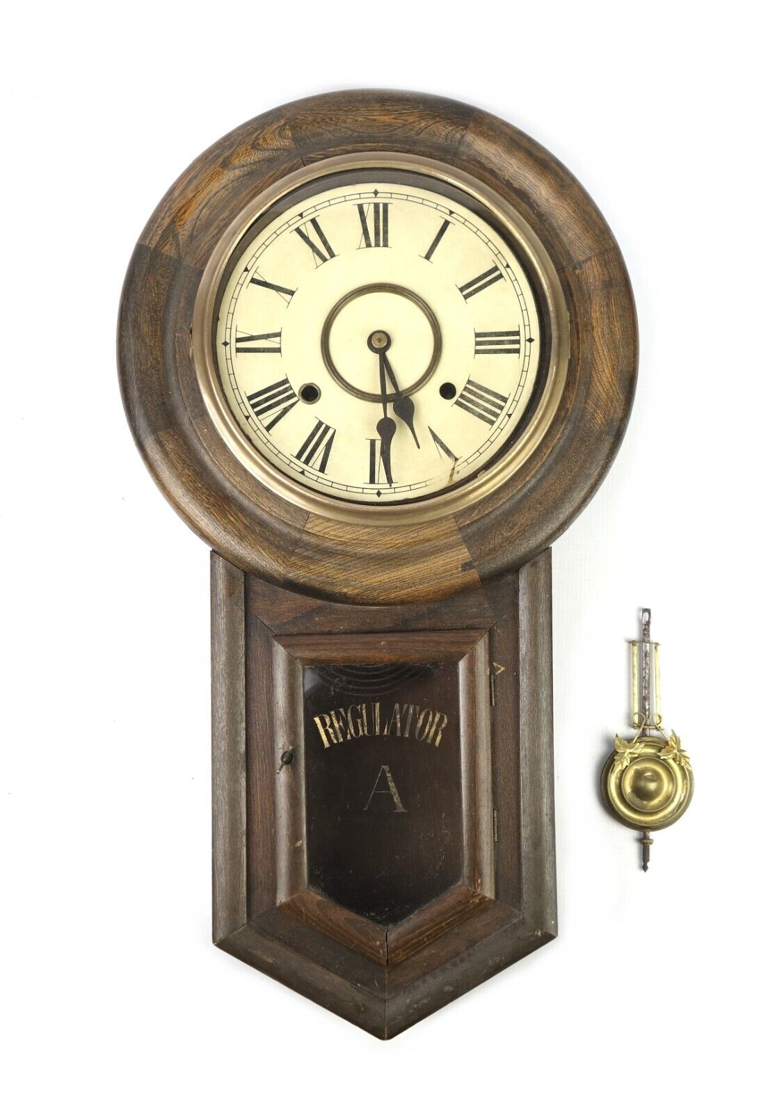 Vintage Victorian Style Mahogany School Hoouse Regulator Wall Clock
