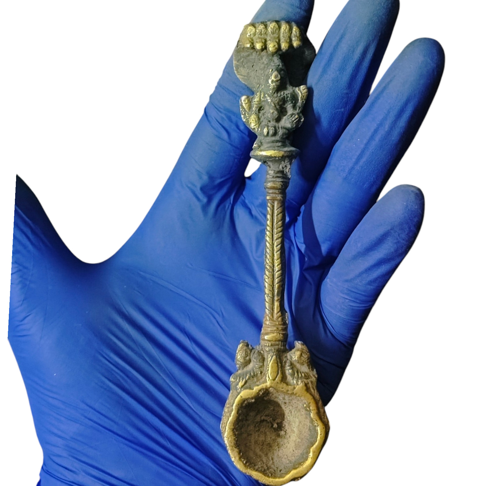 Old Antique Vintage Handcrafted Brass Hindu Goddess Figure Spoon Collectible Old Antique Vintage Handcrafted Brass Hindu Goddess Figure Spoon Collectible