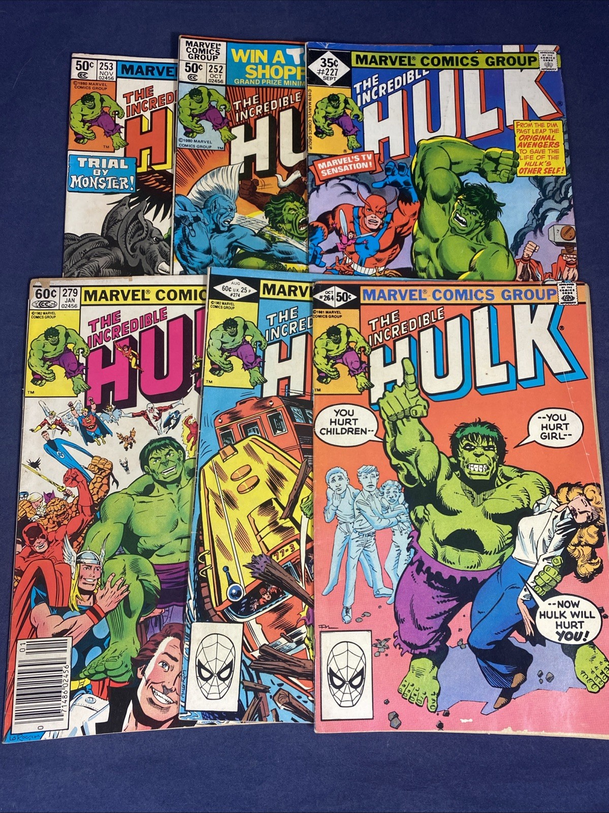 Incredible Hulk 227, 252,253,264,274,279 Marvel 6 Issue Lot