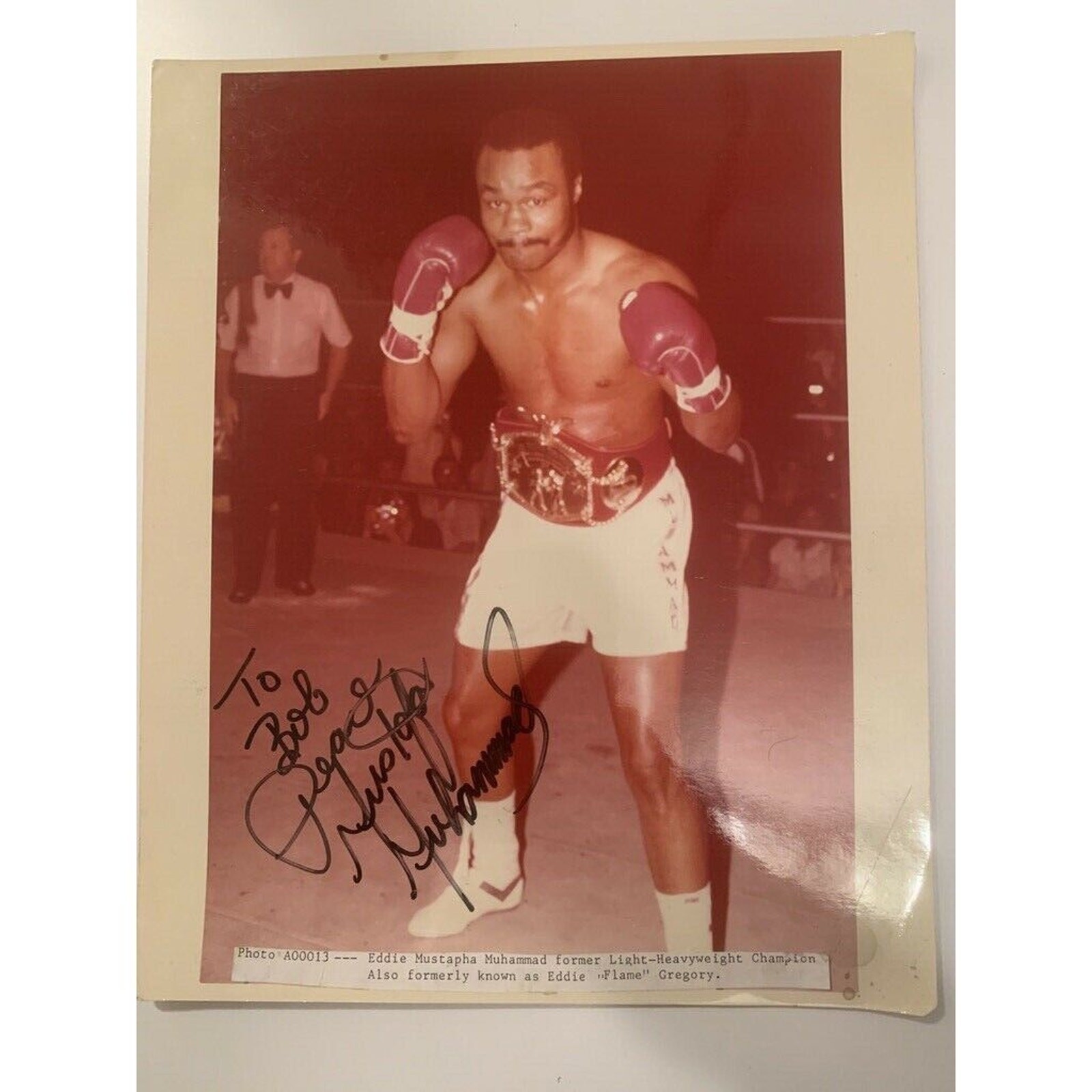 Flame Eddie Mustapha Muhammad - Signed Vintage Boxing -