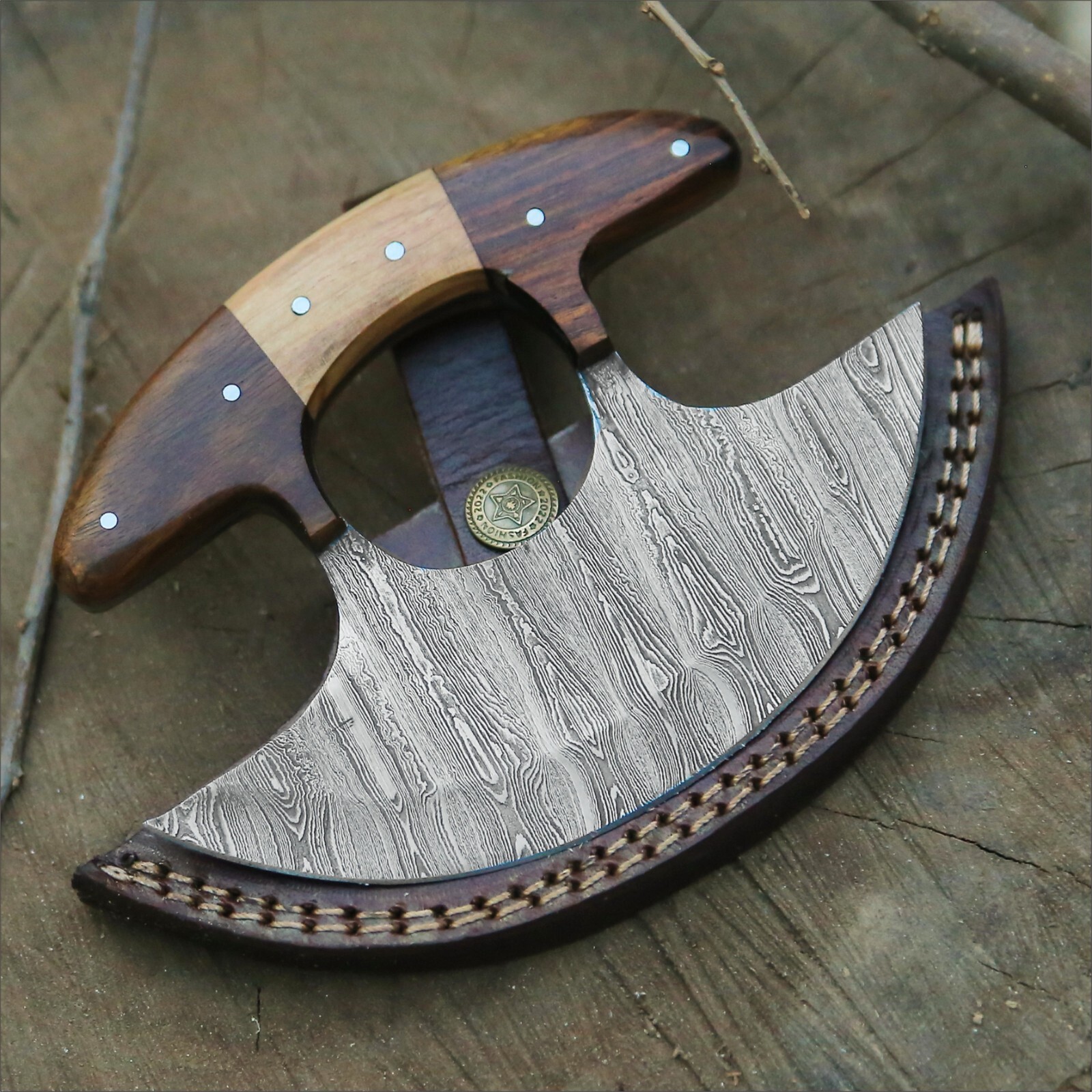 SHARD Alaskan ULU KNIFE W/Sheath, HAND FORGED 5.8" Damascus Steel Pizza Cutter SHARD Alaskan ULU KNIFE W/Sheath, HAND FORGED 5.8" Damascus Steel Pizza Cutter