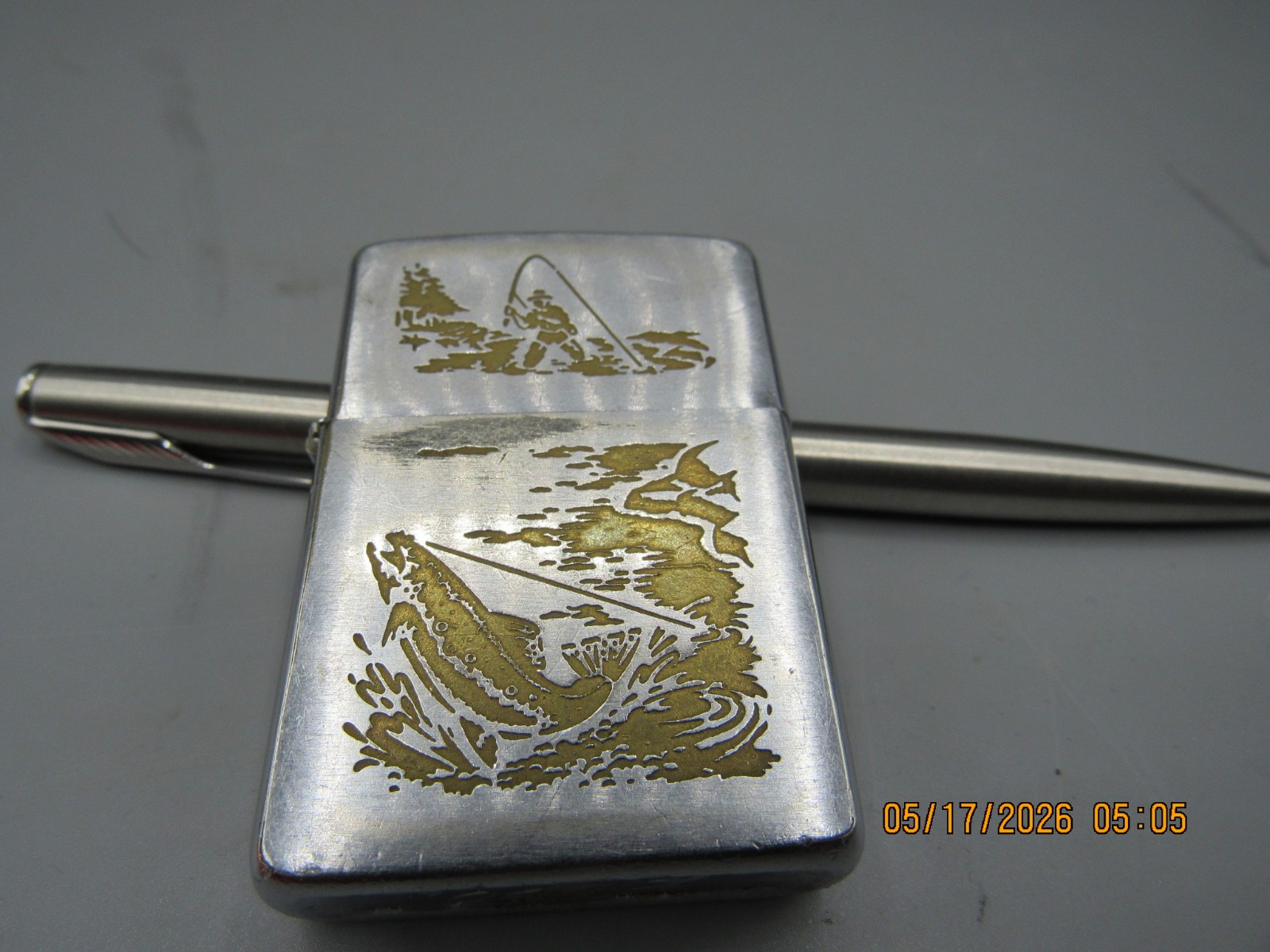 Vintage Late 50`s Early 60`s Zippo Fly Fishing Scene Pat. 2517191 Match Insert Vintage Late 50`s Early 60`s Zippo Fly Fishing Scene Pat. 2517191 Match Insert