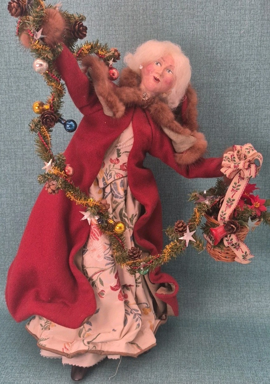 Rare Vintage Signed Paper Mache Christmas Figure 17" Clothtique Woman Ornaments Rare Vintage Signed Paper Mache Christmas Figure 17" Clothtique Woman Ornaments