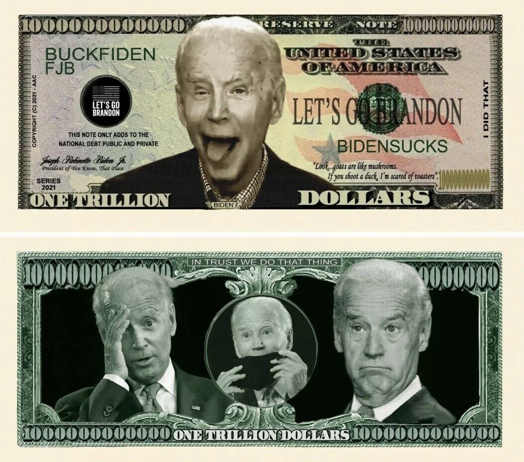 ✅ Let's Go Brandon FJB Joe Biden Sucks 100 Pack Funny Money Novelty Dollars ✅