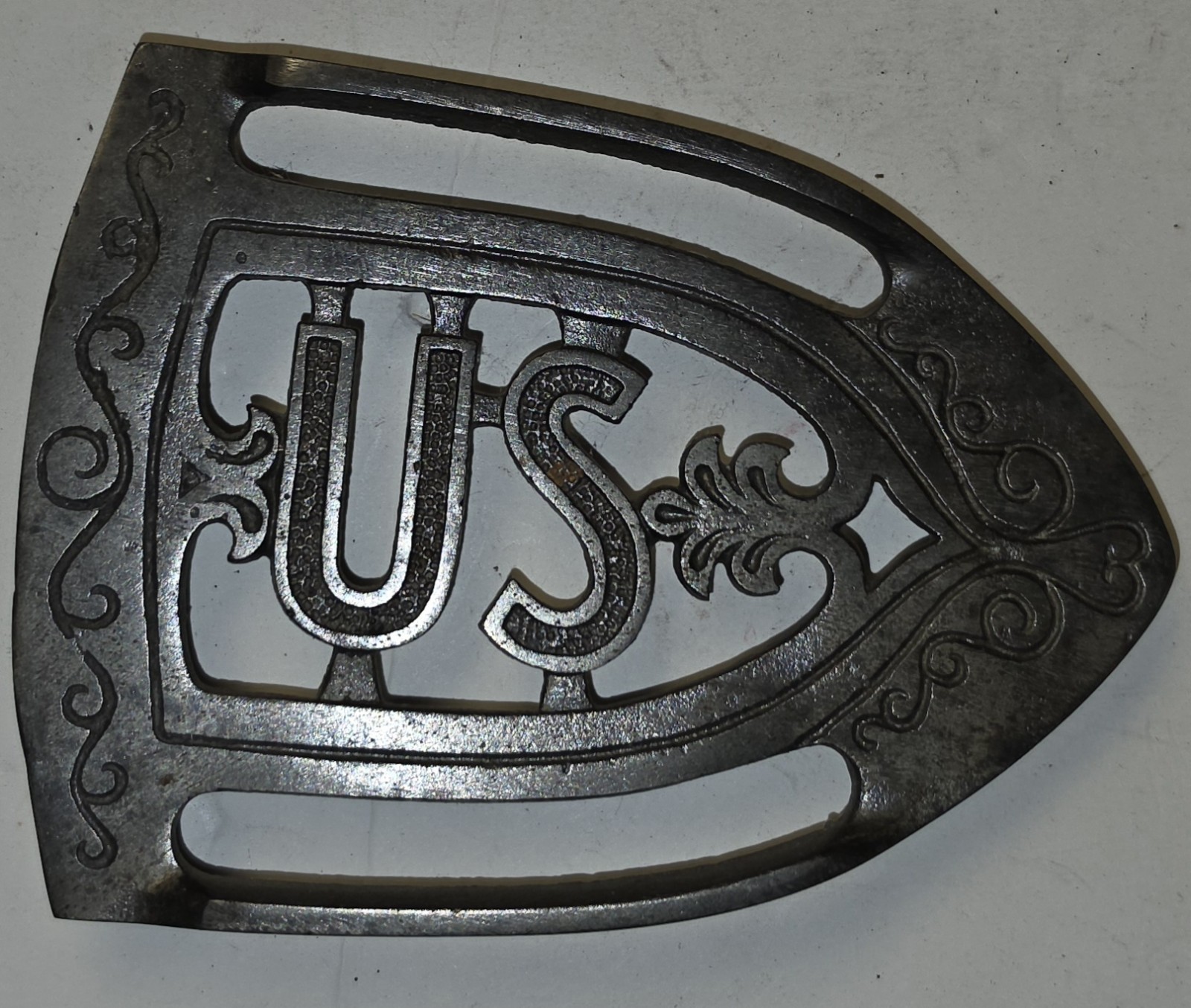 Antique Early RARE US  nickel plated cast iron similar to Swastika Sadiron Stand