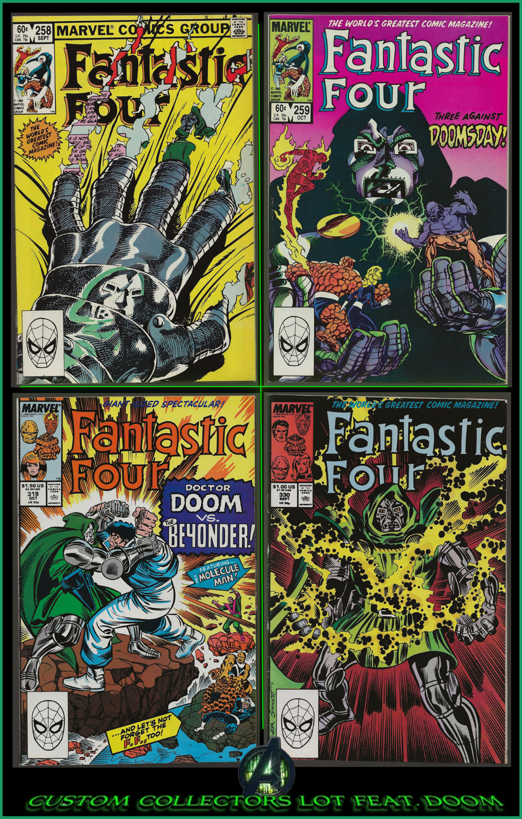 FANTASTIC FOUR #258 259 319 330 AVENGERS DOOMSDAY DOOM LOT OF 4 HIGH-GRADE VF/NM FANTASTIC FOUR #258 259 319 330 AVENGERS DOOMSDAY DOOM LOT OF 4 HIGH-GRADE VF/NM