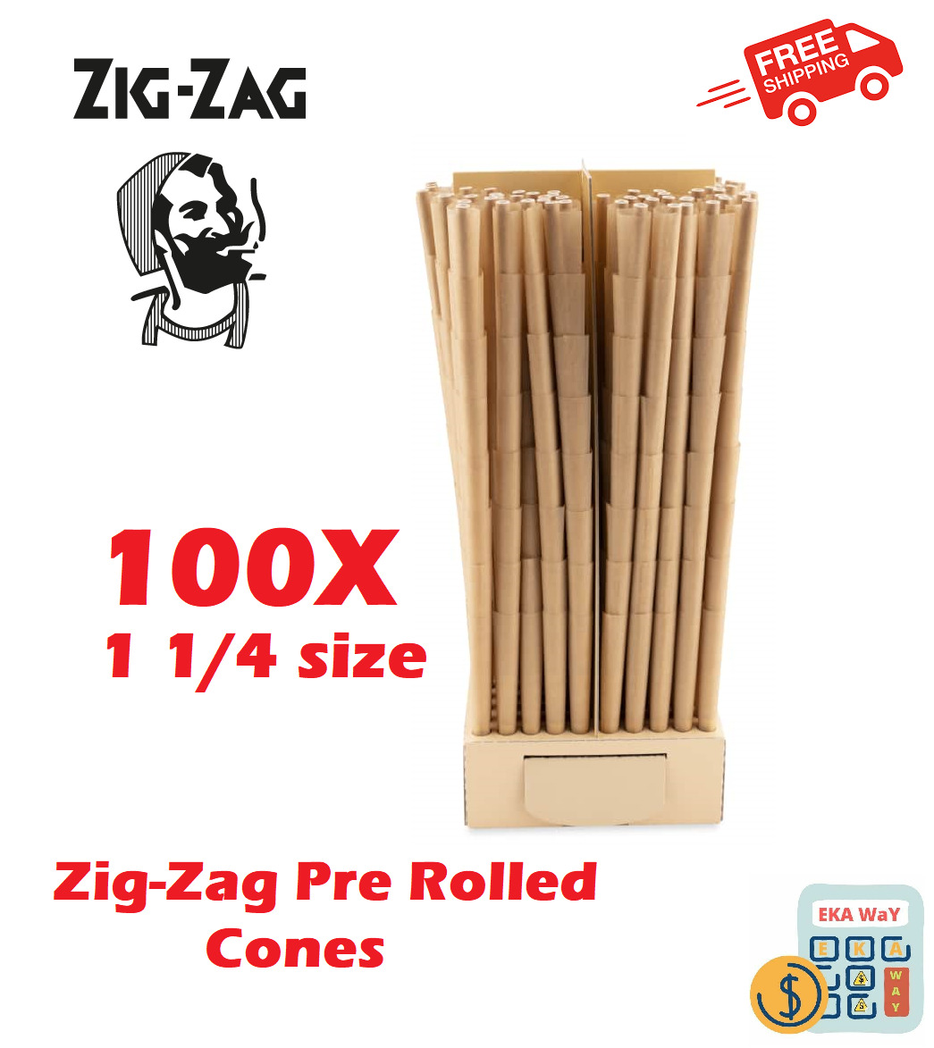 Zig-Zag 1 1/4 Size Unbleached Pre rolled Cones 100 Cones 