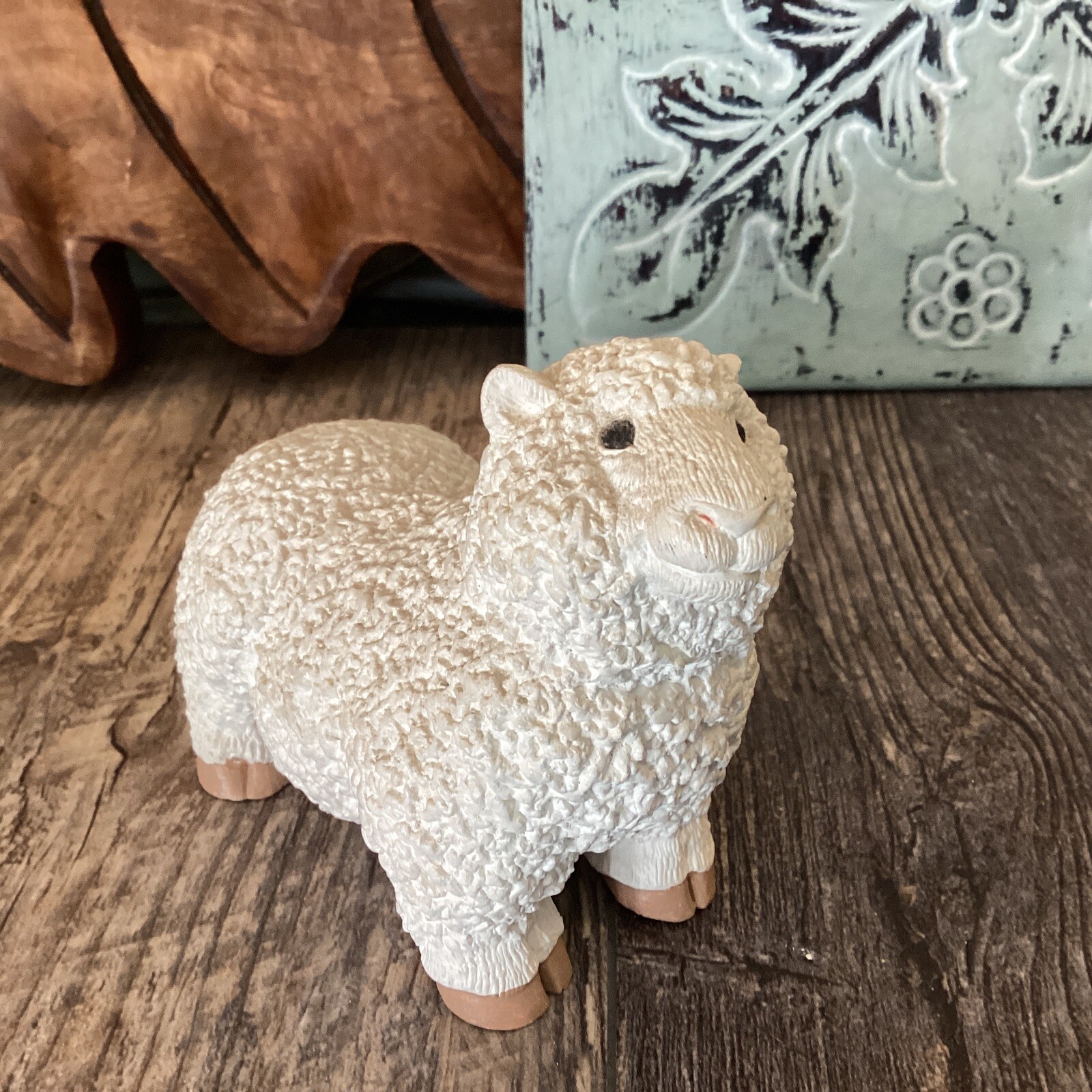 sheep fuzzy white lamb signed james figurine farmhouse Chubby Sheep 3” sheep fuzzy white lamb signed james figurine farmhouse Chubby Sheep 3”