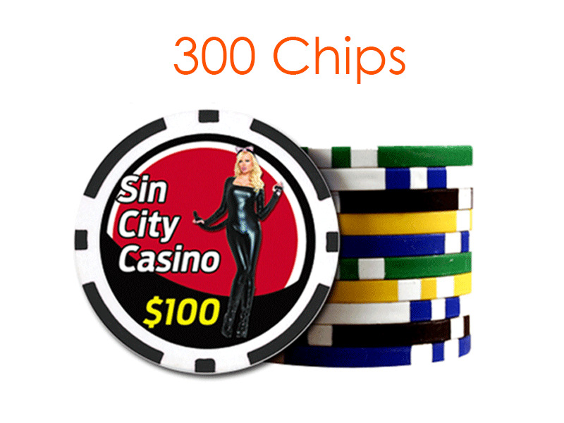 Custom 8 Stripe Design Poker Chips w/Your Logo/Design in Full Color - 300 chips