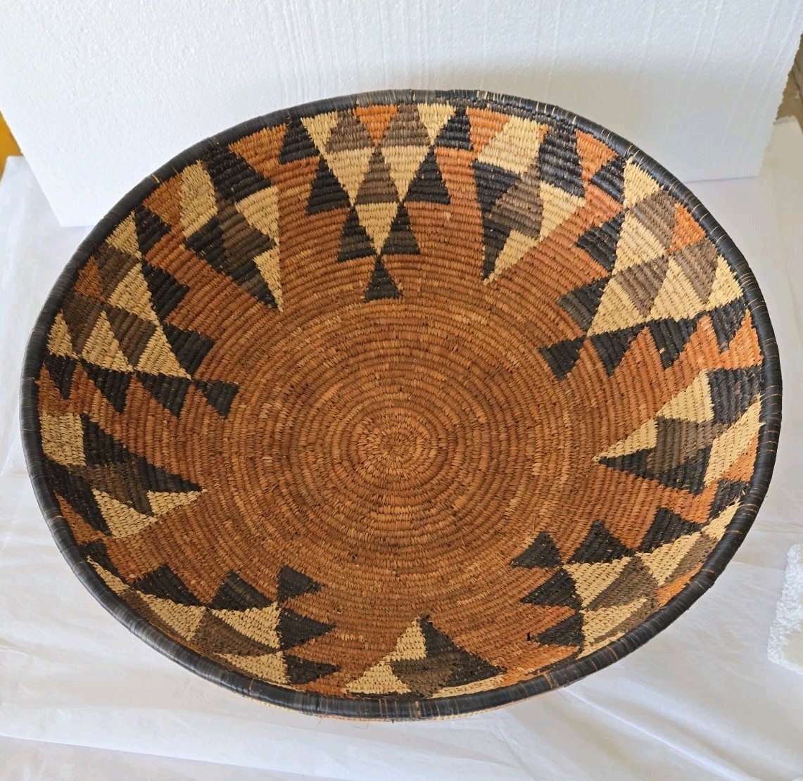 Antique Apache Yavapai Basket Bowl 17.5" Large Polychrome Native American Indian