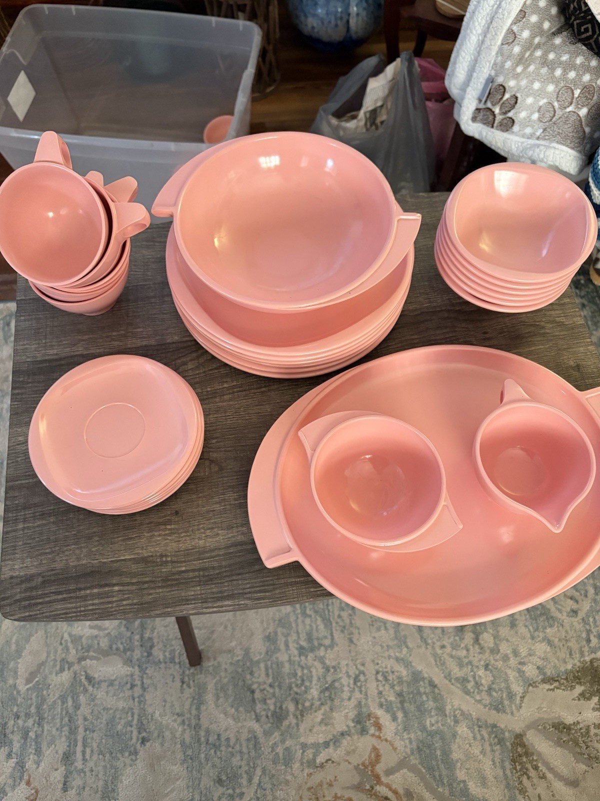 VINTAGE 1950's 28pc BOONTONWARE PINK. Plates, bowls, cups&Saucers, Platter-LOOK VINTAGE 1950's 28pc BOONTONWARE PINK. Plates, bowls, cups&Saucers, Platter-LOOK