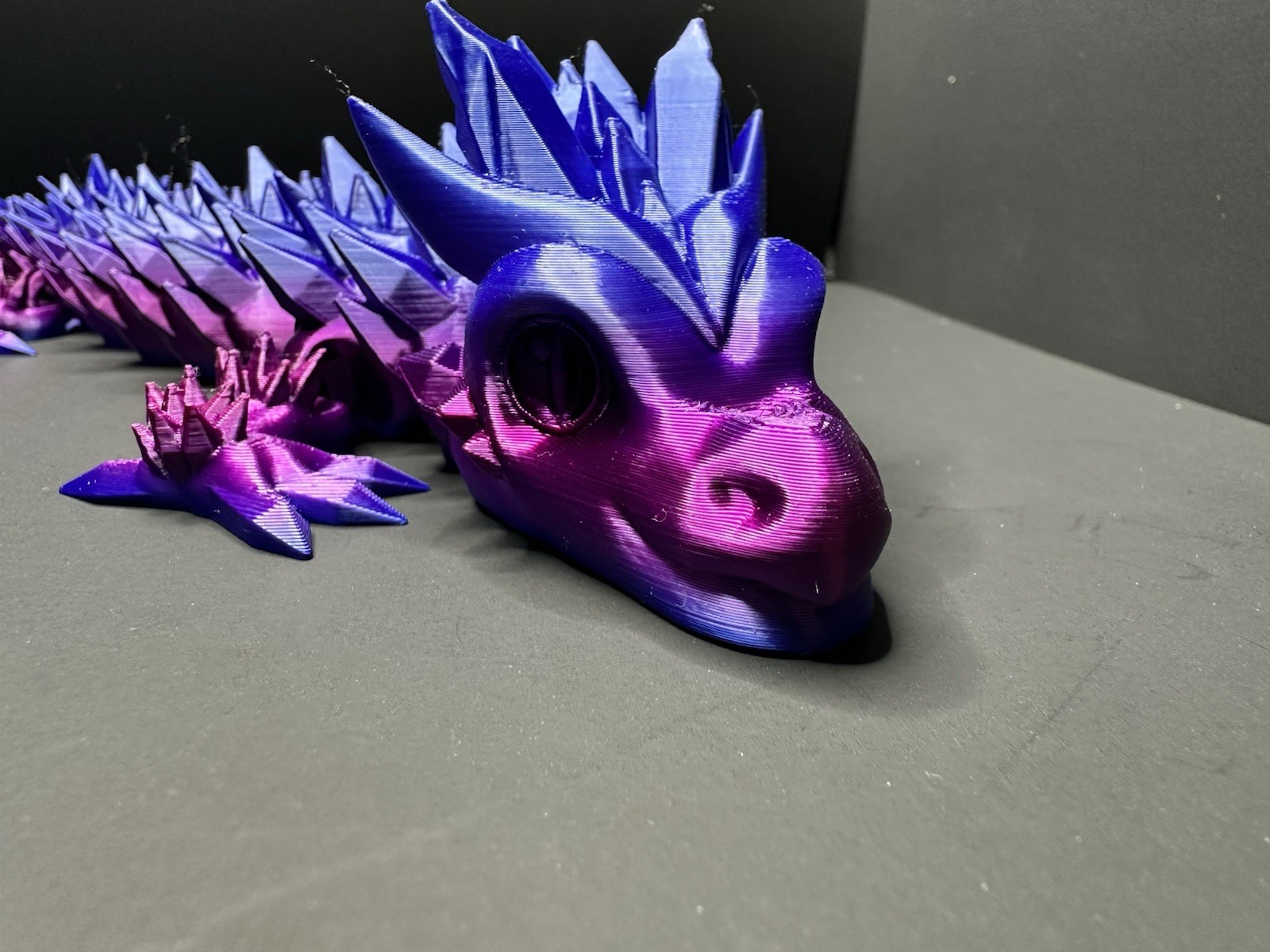 Articulating Dragon 24” Long 3D Printed Licensed For Sale by Saber3d purple/blue