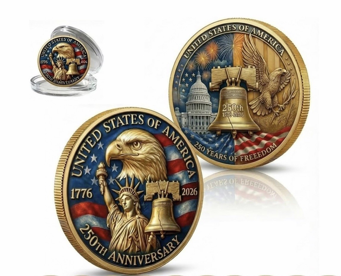 USA 250th Anniversary 1776-2026 Challenge Coin/Medallion 1.57" w/ Case USA 250th Anniversary 1776-2026 Challenge Coin/Medallion 1.57" w/ Case