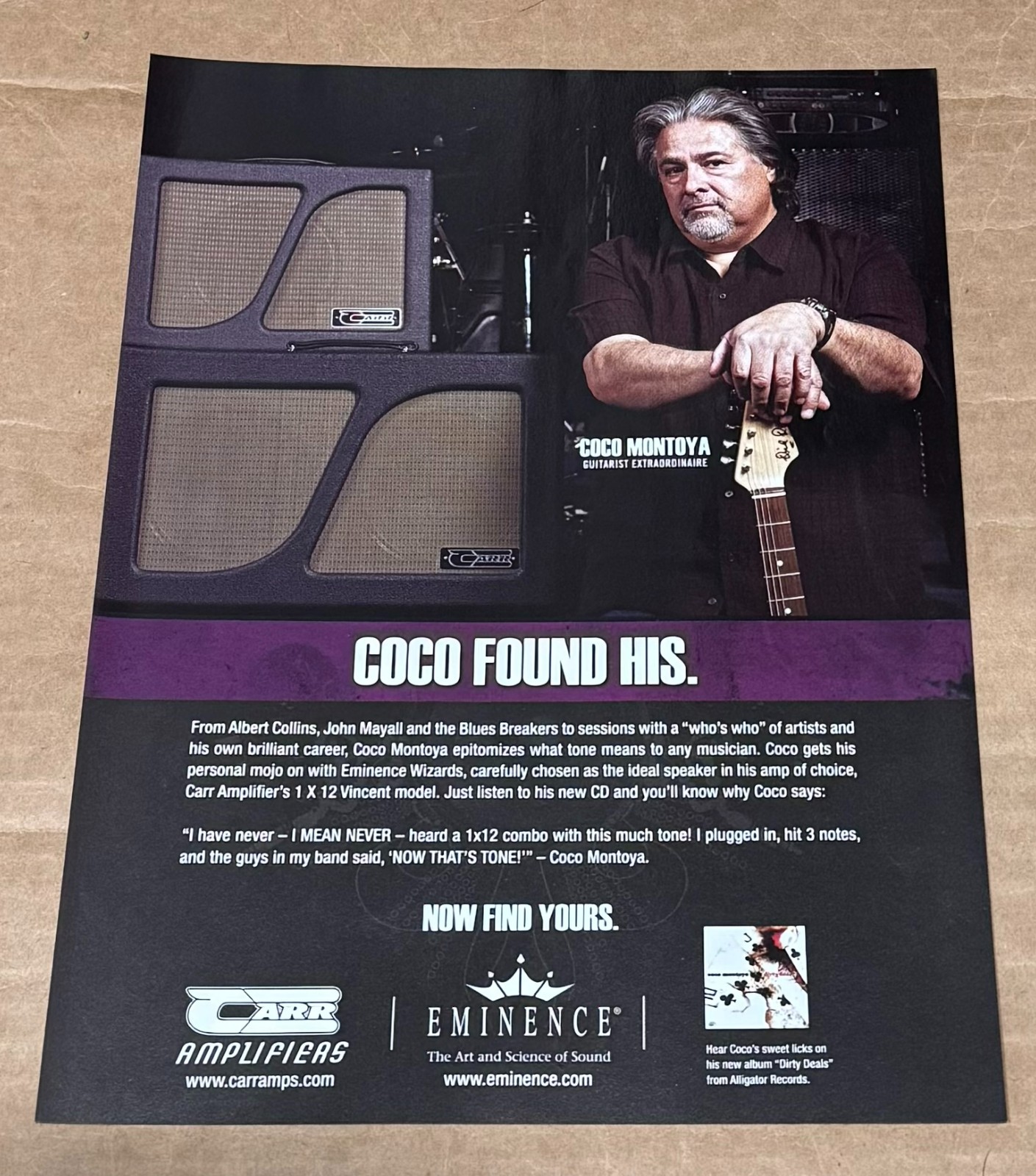 Coco Montoya - Eminence Speakers - 2007 Print Ad Coco Montoya - Eminence Speakers - 2007 Print Ad