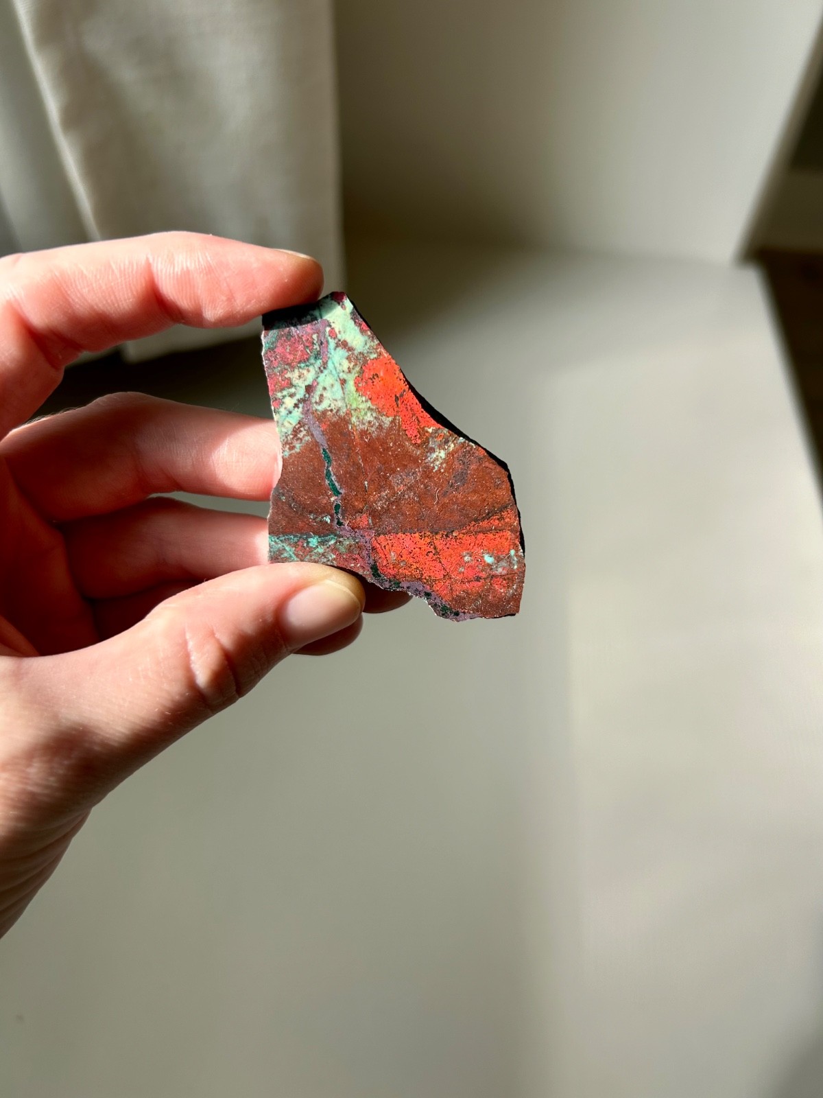 Sonora Sunset - Chrysocolla Cuprite Polished Palm Stone Slab 35g 2.5 Inches
