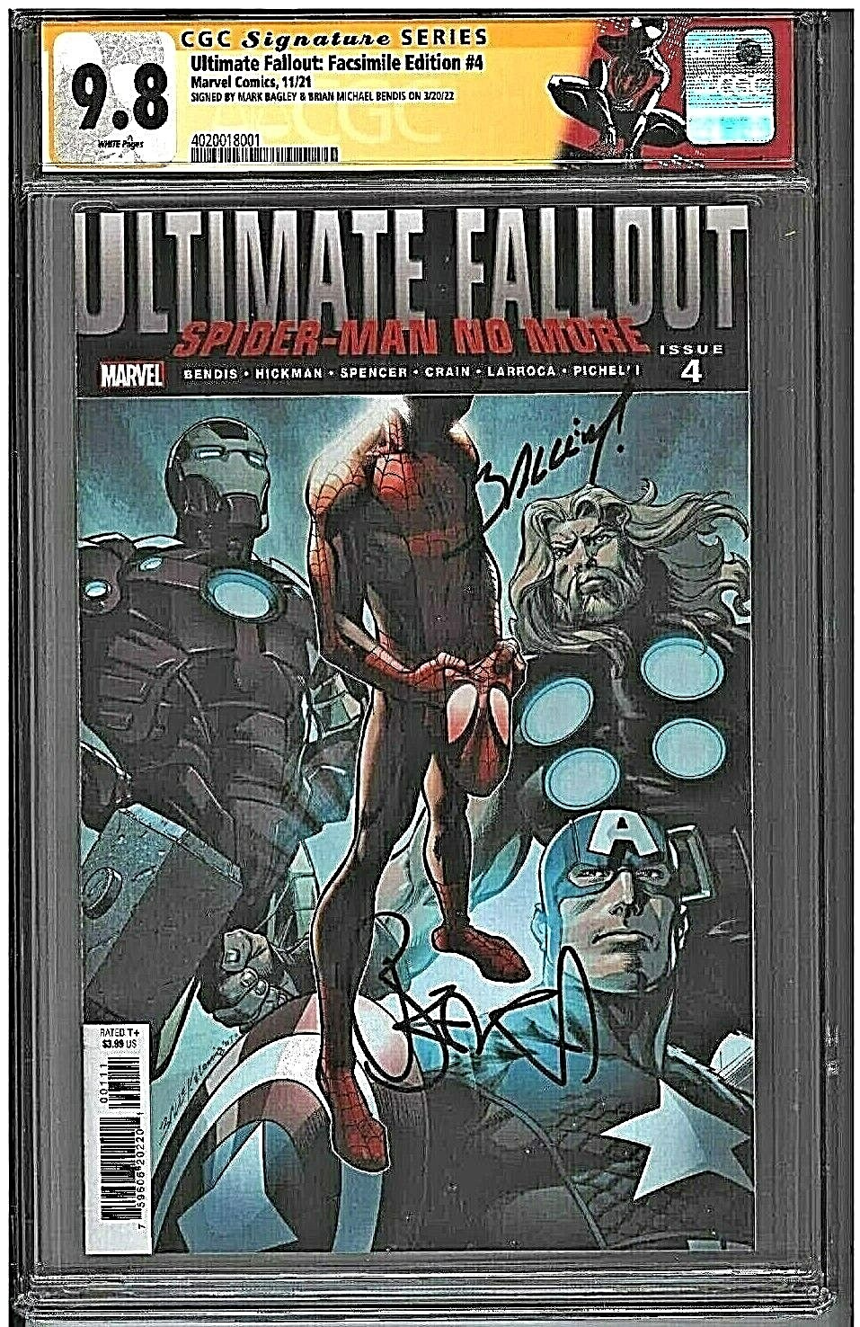 CGC 9.8 ULTIMATE FALLOUT #4 ➡️FACSIMILE⬅️ Signed 2X MARK BAGLEY & BRIAN M BENDIS CGC 9.8 ULTIMATE FALLOUT #4 ➡️FACSIMILE⬅️ Signed 2X MARK BAGLEY & BRIAN M BENDIS