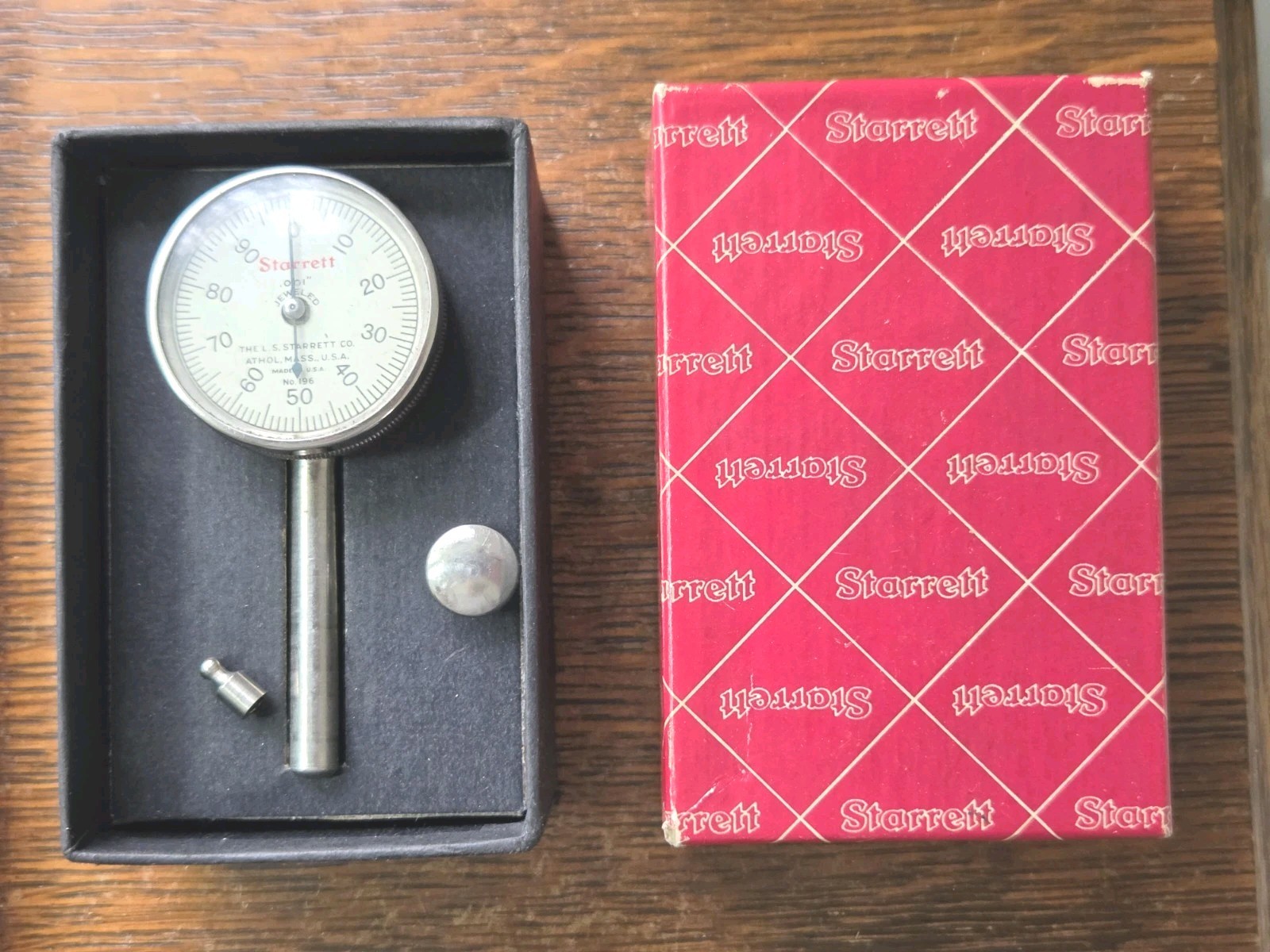 Starrett No. 196 Jeweled Dial Indicator .001" w/Box Machinist Tool USA Starrett No. 196 Jeweled Dial Indicator .001" w/Box Machinist Tool USA