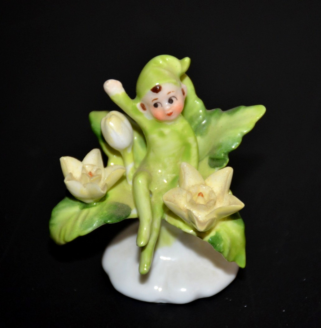 VTG Napcoware Napco Pixie Flower of the Month Elf Figurine 2.5" Bone China VTG Napcoware Napco Pixie Flower of the Month Elf Figurine 2.5" Bone China