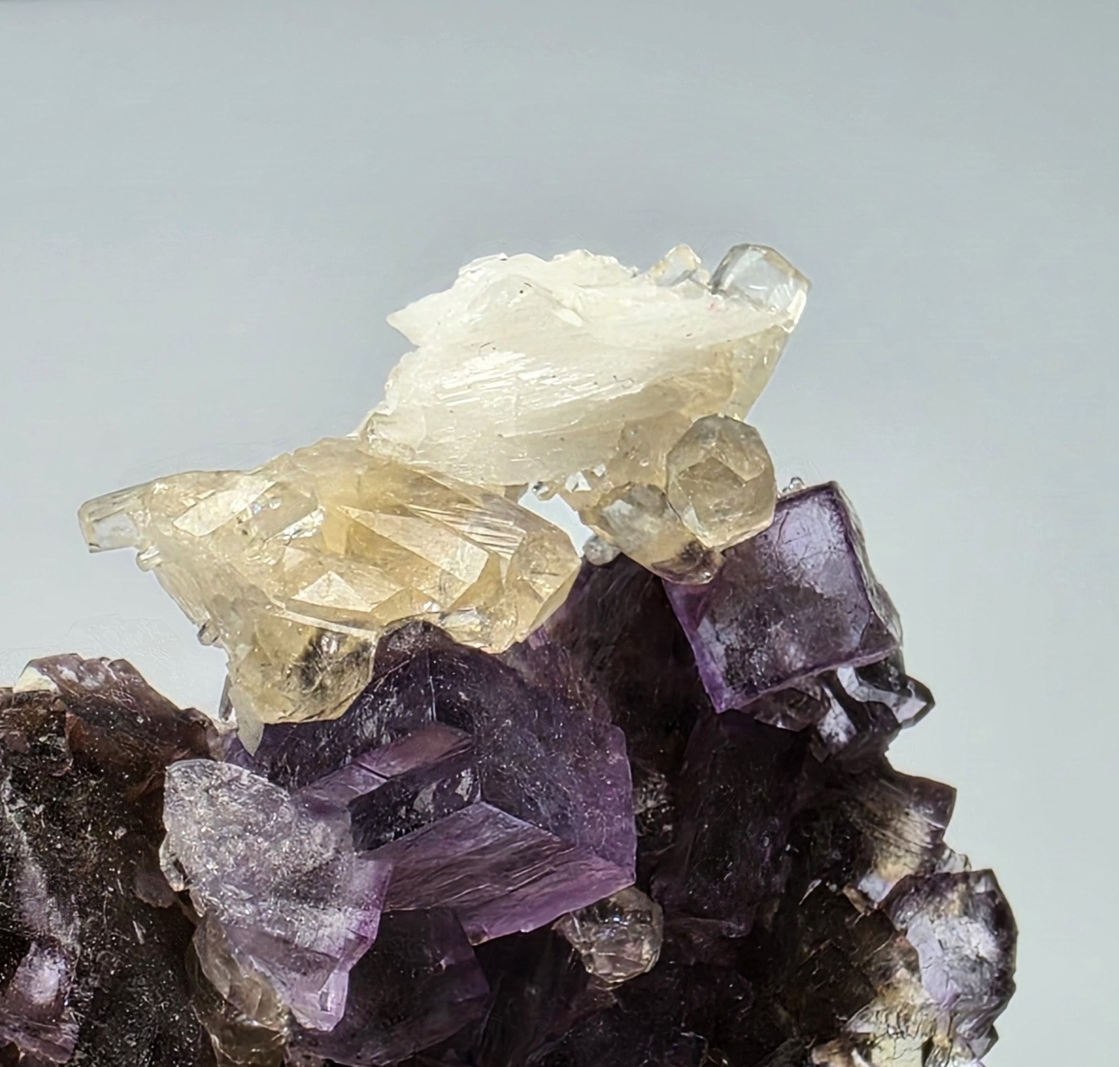 Fluorite Crystals w/Calcite & Barite - Cave-in-Rock, Hardin County, Illinois Fluorite Crystals w/Calcite & Barite - Cave-in-Rock, Hardin County, Illinois