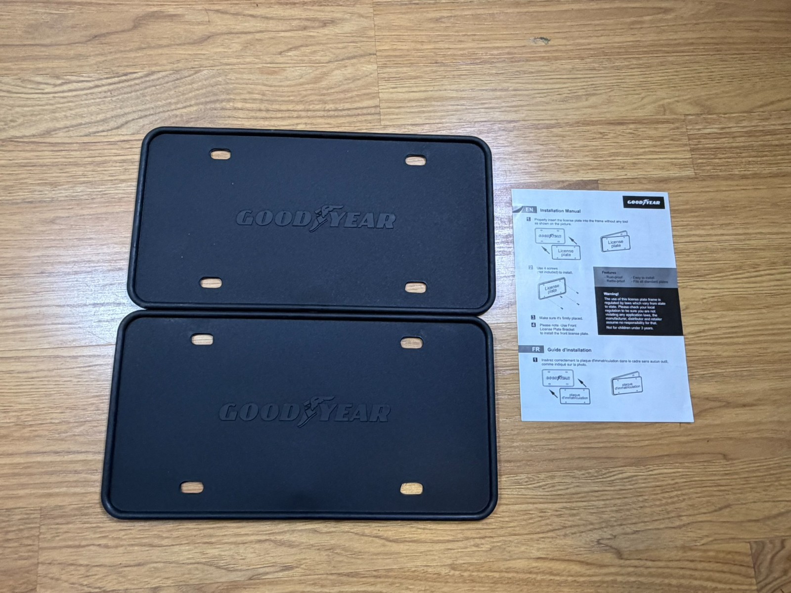 Goodyear Black Silicone License Plate Frame 2 Pack Slim License Plate Covers