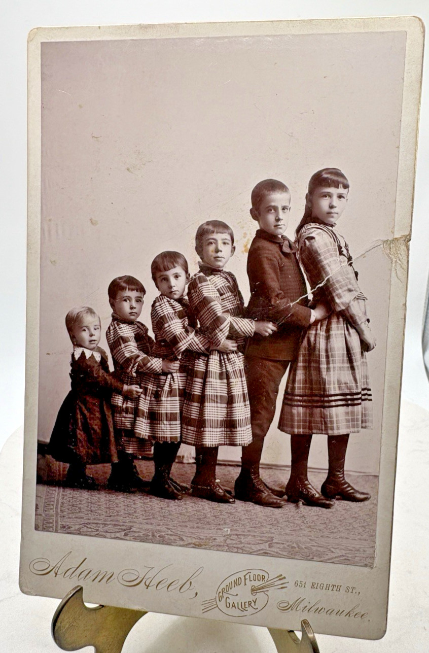 Antique 1880s Photograph Cabinet Card 6x4 Photo Wisconsin Adam Heeb Six Children Antique 1880s Photograph Cabinet Card 6x4 Photo Wisconsin Adam Heeb Six Children