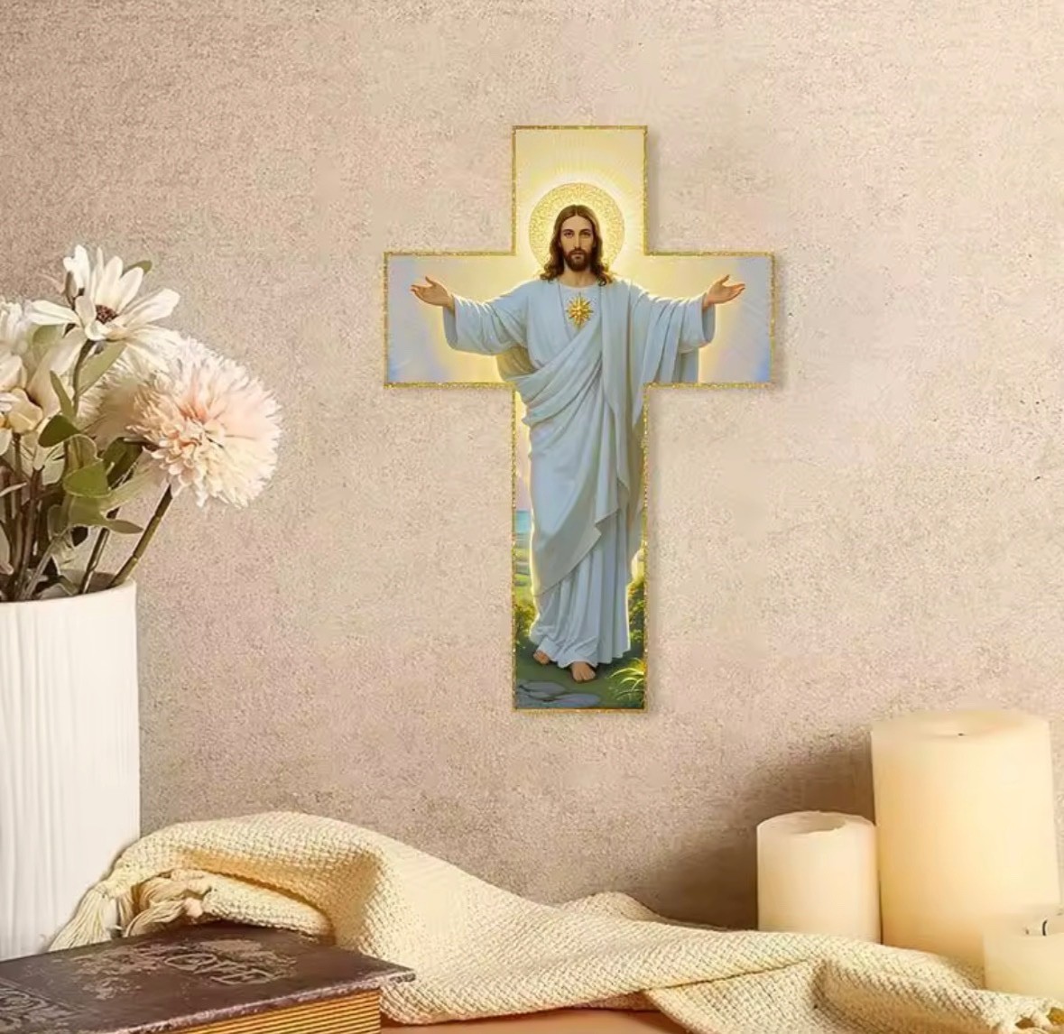 30cm Vintage Wooden Wall Cross Nativity Scene Religious Christmas 2D Decor 30cm Vintage Wooden Wall Cross Nativity Scene Religious Christmas 2D Decor