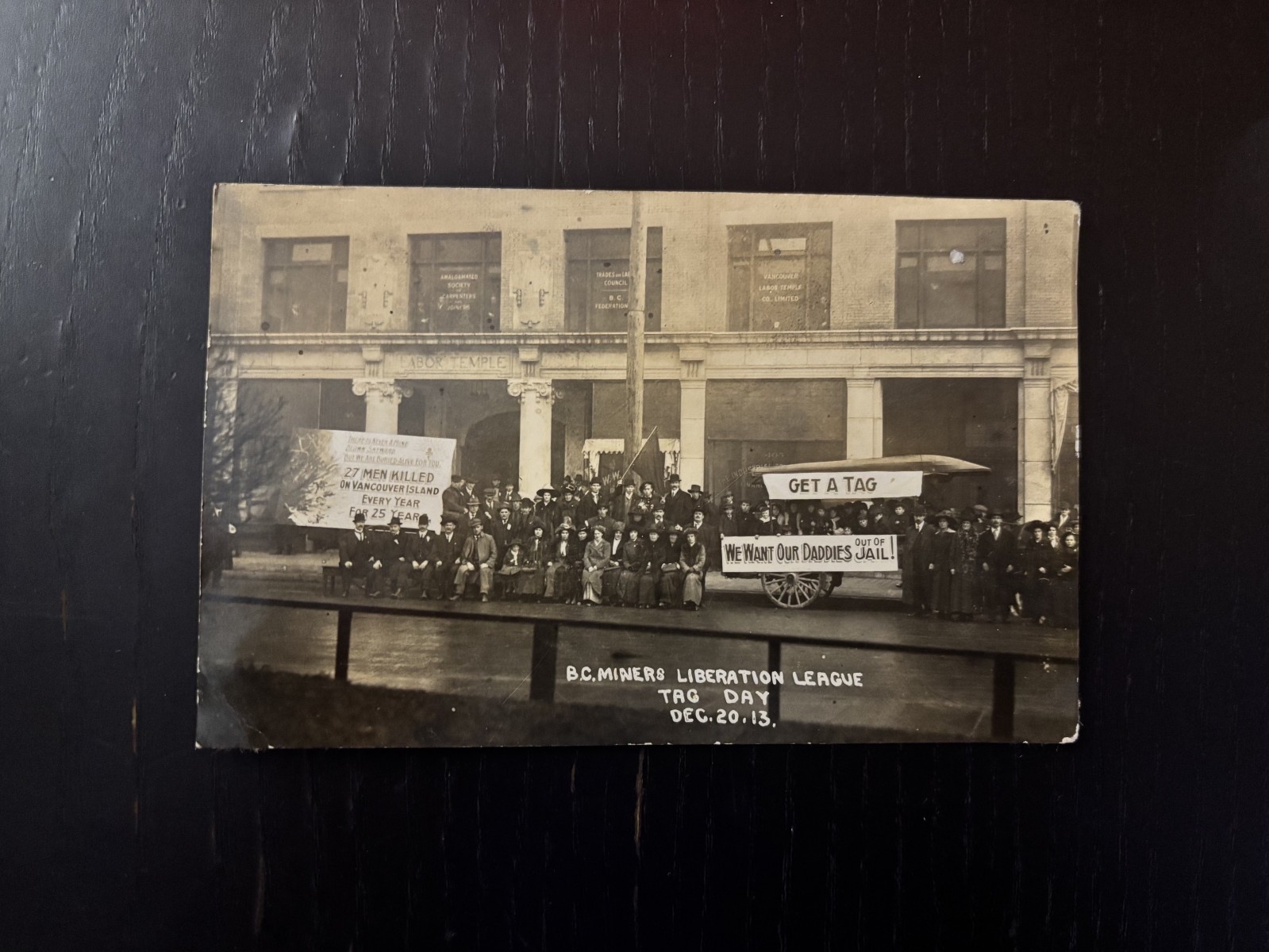1913 Antique RPPC BC Miners Liberation League Tag Day Vancouver Coal Strike