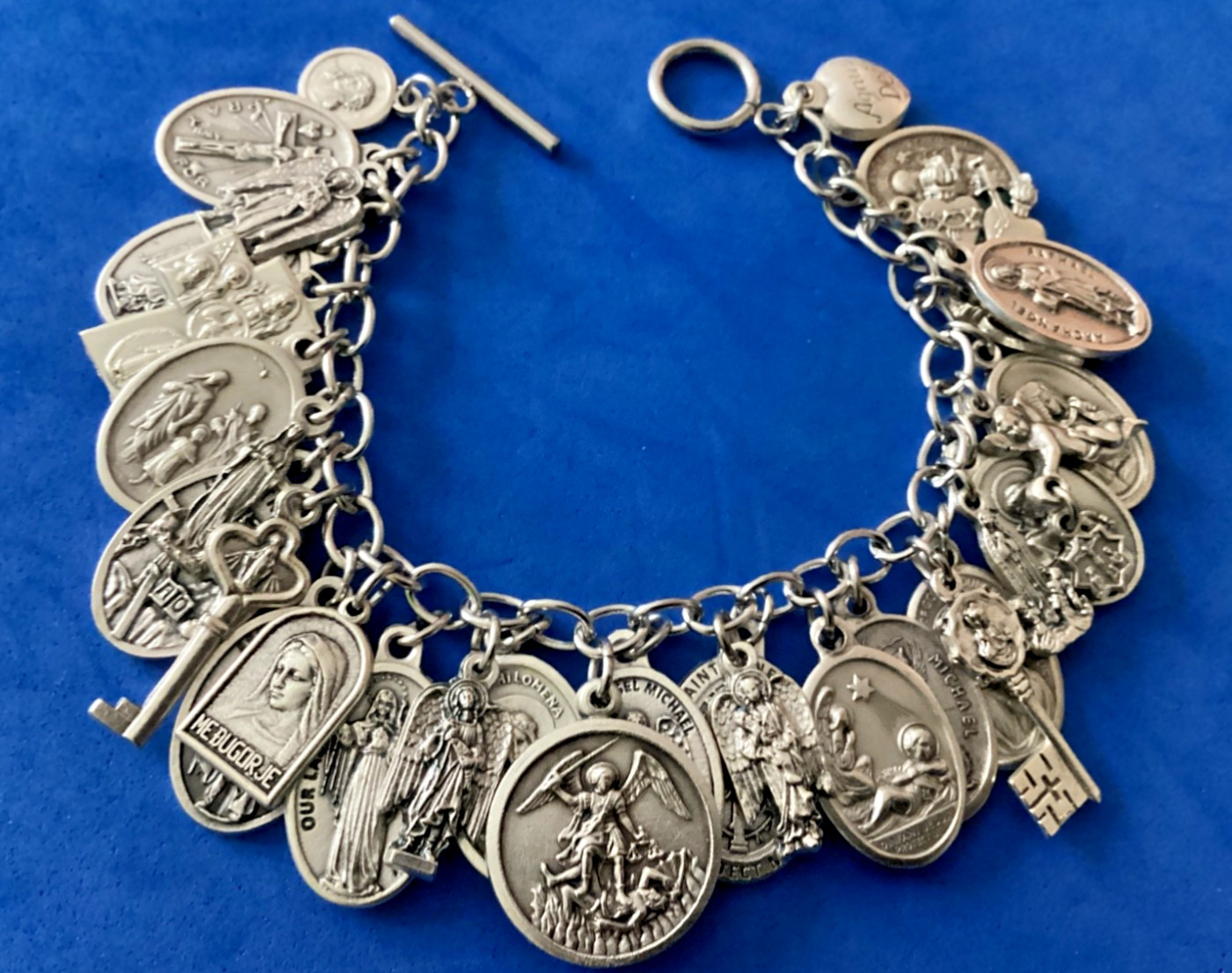 Custom Religious Saint Medal Charm Bracelets Lot Archangels Michael Raphael A1 Custom Religious Saint Medal Charm Bracelets Lot Archangels Michael Raphael A1