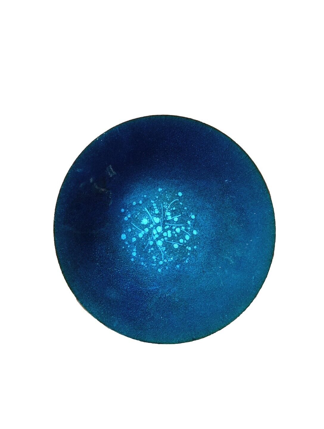 Enamel Blue On Copper Modern Art Plate 7 In Circumference 
