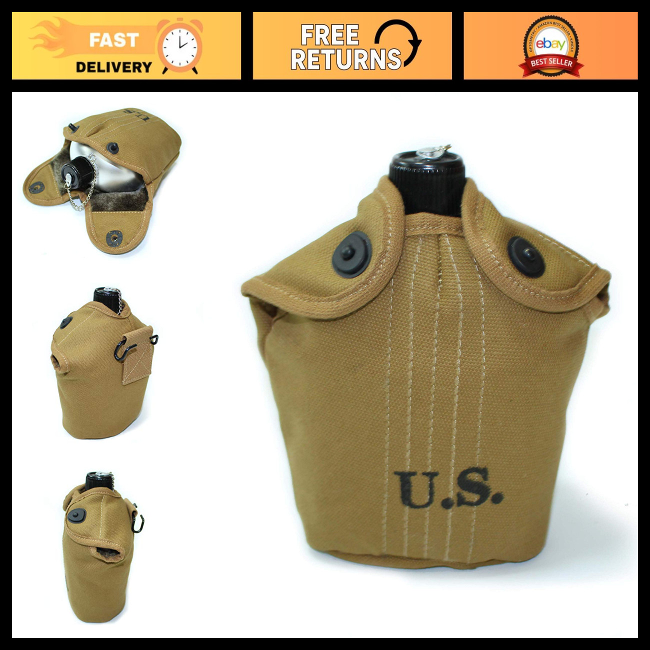 WWII US Soldier 0.8L Canteen Cup & Cover Set - Vintage Military Reproduction WWII US Soldier 0.8L Canteen Cup & Cover Set - Vintage Military Reproduction