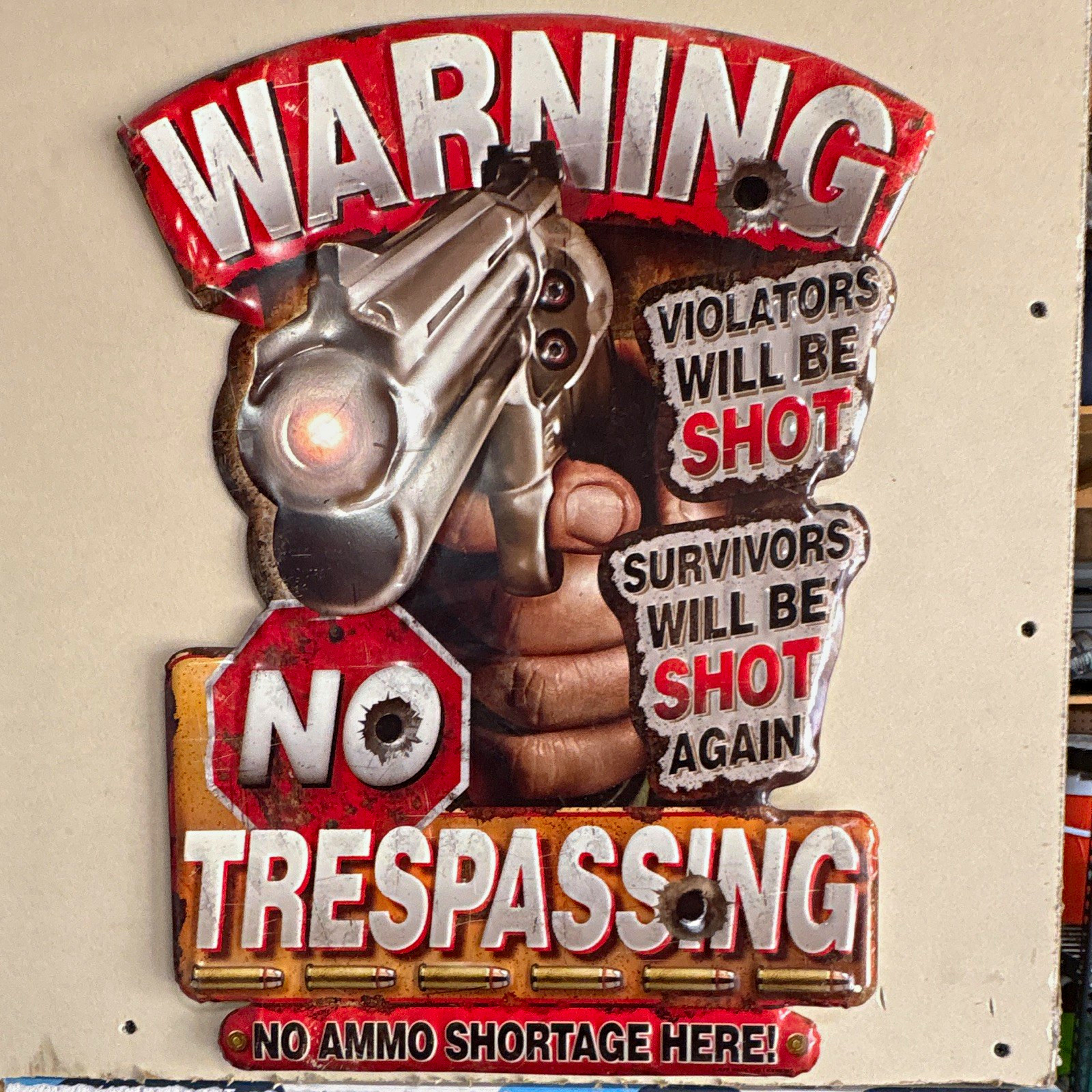 Warning No Trespassing Metal Sign Hanging/Wall Mount Vertical "Violators" Warning No Trespassing Metal Sign Hanging/Wall Mount Vertical "Violators"