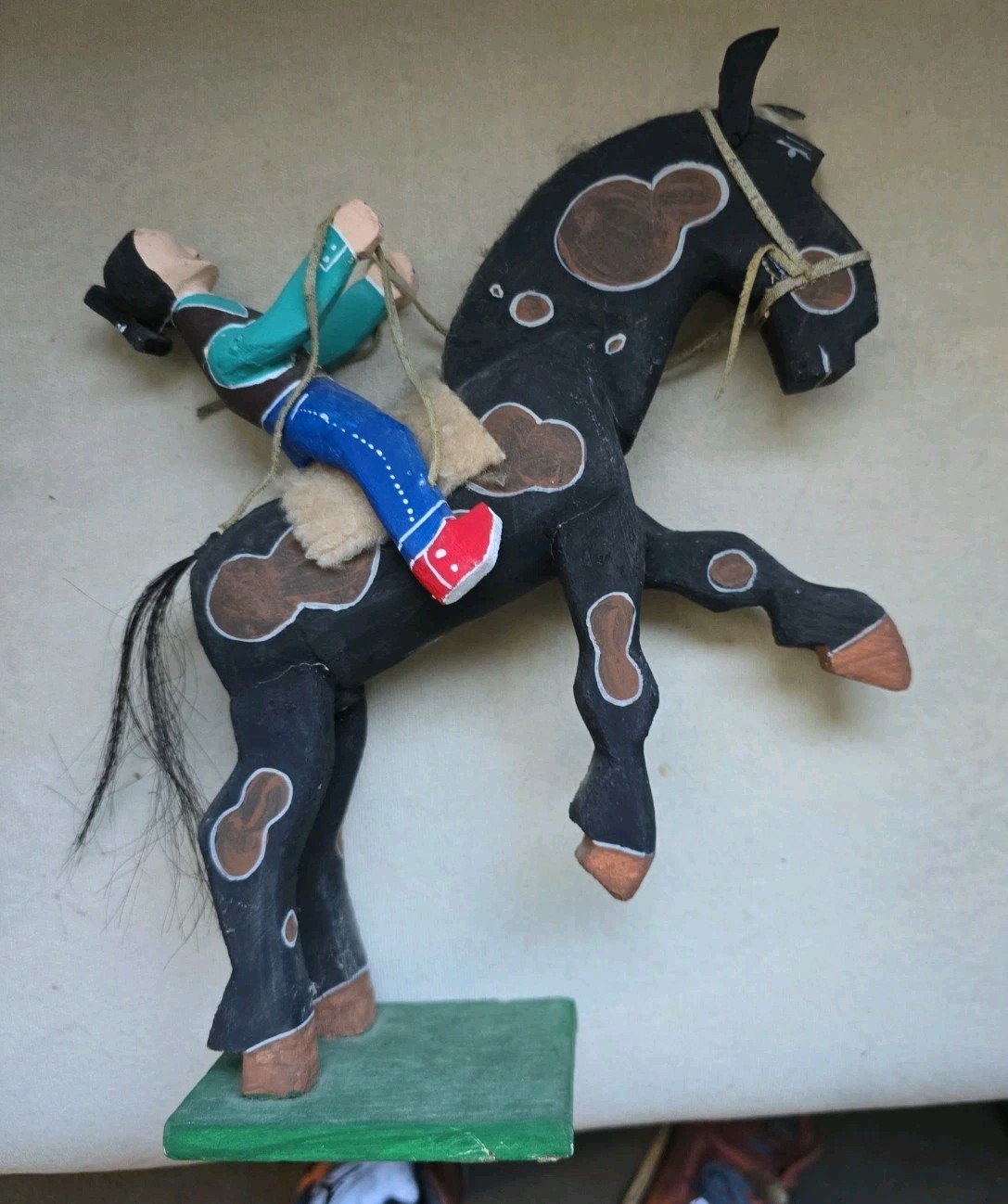 NATIVE AMERICAN NAVAJO FOLK ART COWBOY RIDING A HORSE BY DELBERT BUCK 13" NATIVE AMERICAN NAVAJO FOLK ART COWBOY RIDING A HORSE BY DELBERT BUCK 13"