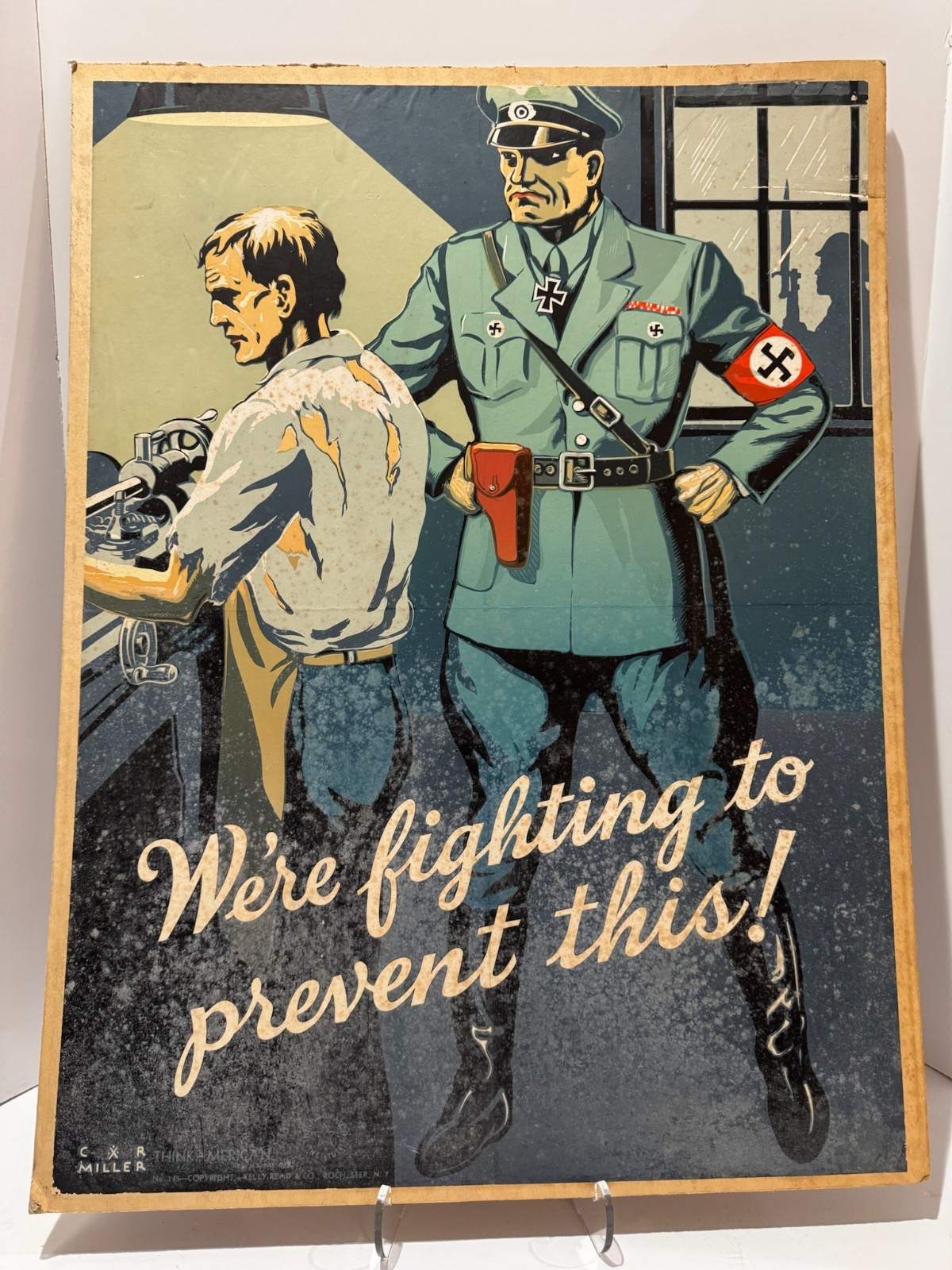 VTG 1943 WWII C.R. Miller Think American We’re Fighting to Prevent This Poster VTG 1943 WWII C.R. Miller Think American We’re Fighting to Prevent This Poster