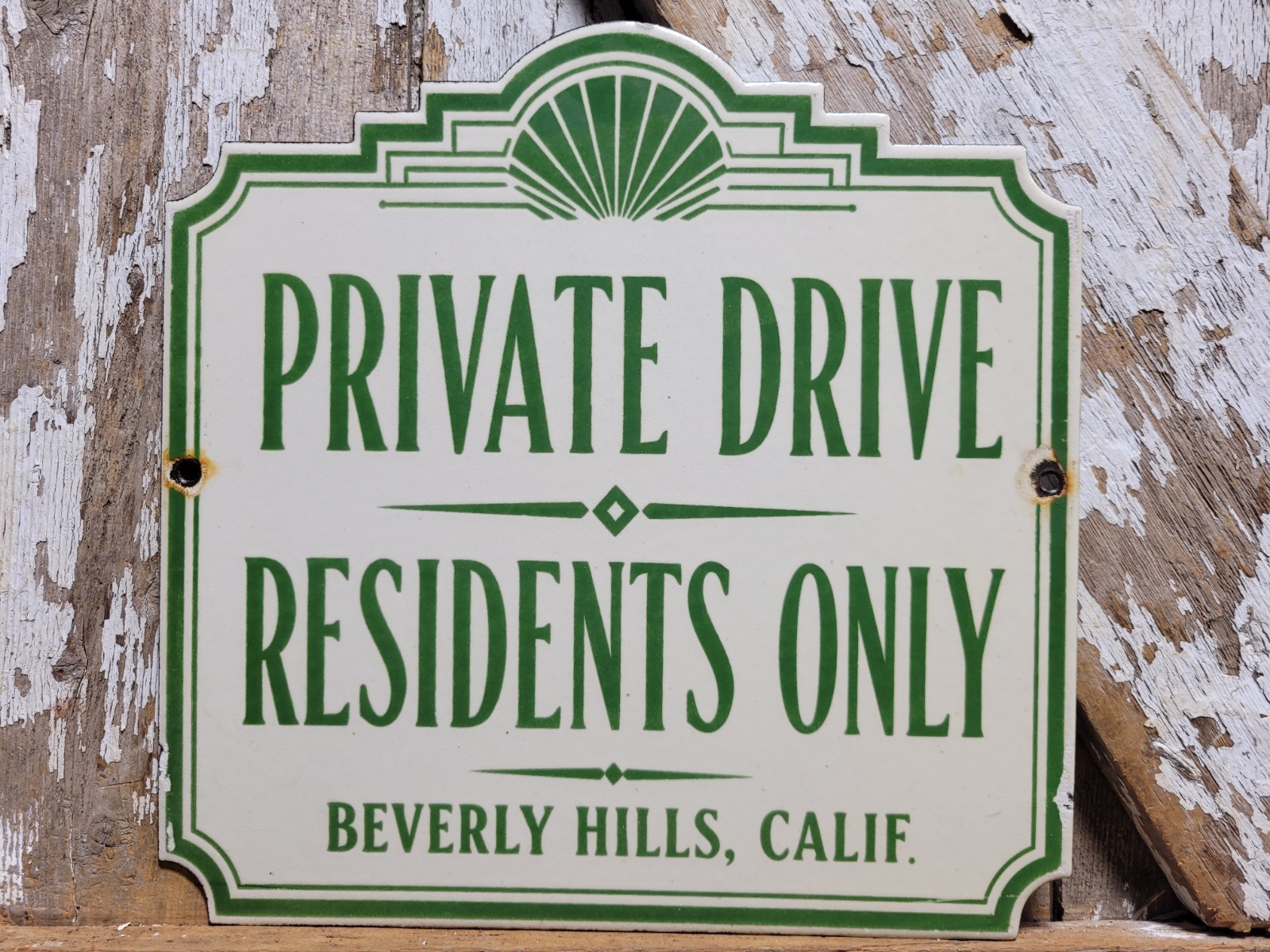 VINTAGE BEVERLY HILLS PORCELAIN SIGN RARE OLD PRIVATE DRIVE CALIFORNIA ART DECO VINTAGE BEVERLY HILLS PORCELAIN SIGN RARE OLD PRIVATE DRIVE CALIFORNIA ART DECO