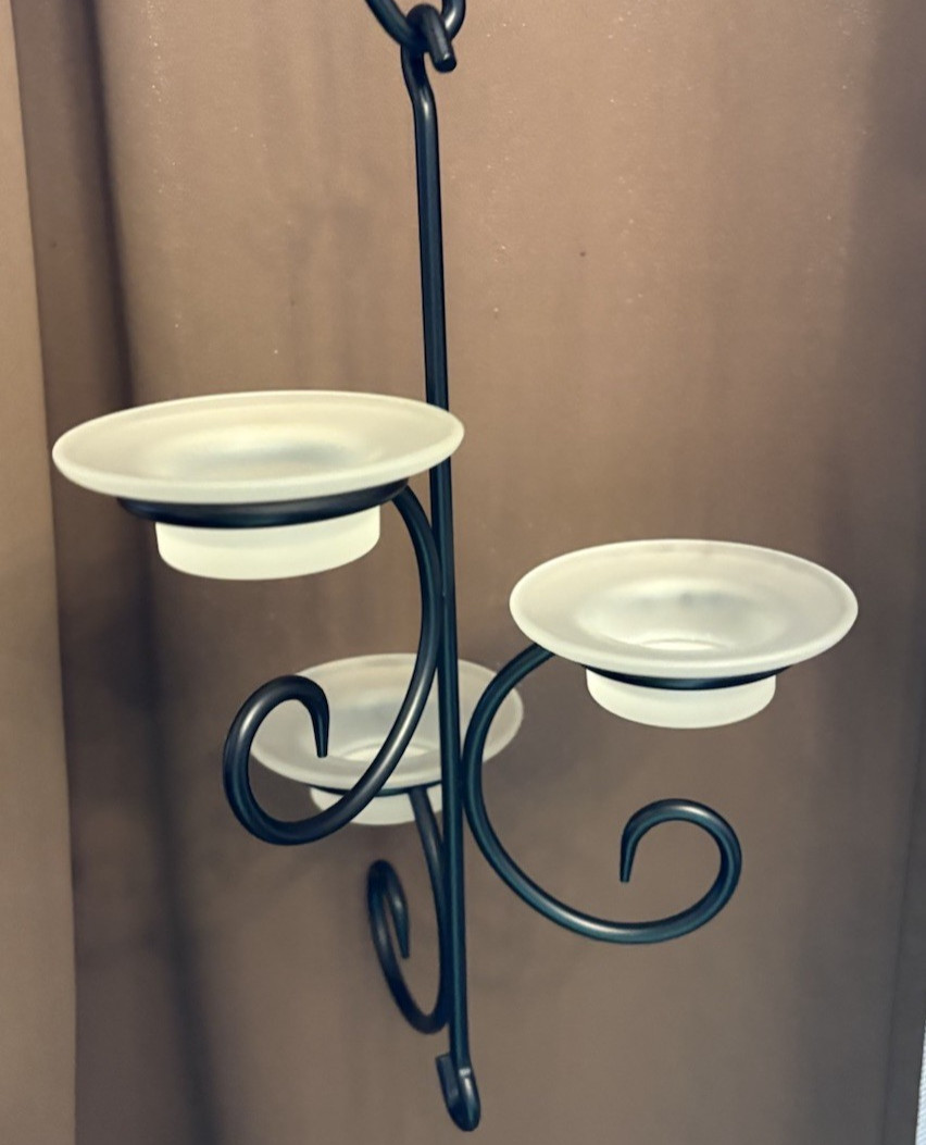 Partylite Cascade P7550 -Tealight Hanging Candle Holder Frosted Glass NOS