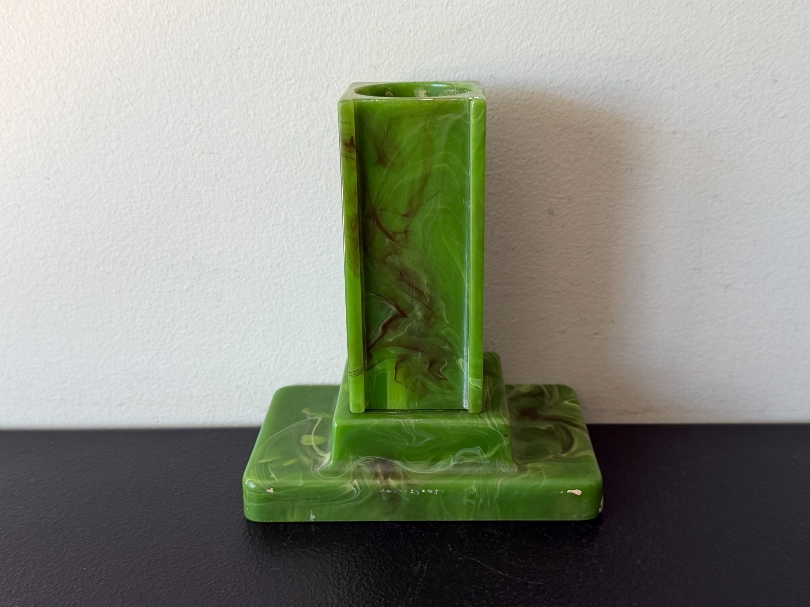Vintage Catalin Bakelite  Marbleized Green Trophy Base  414 Grams Chunky G2U