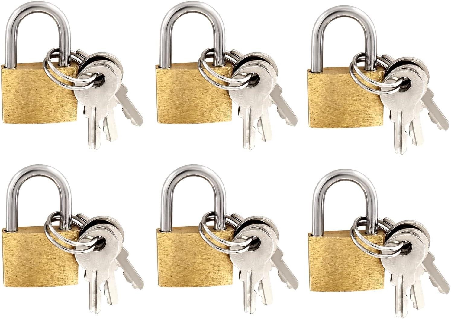 6 Pieces Mini Locks with Keys, Small Solid Brass Padlock Suitcase Locks for Lugg 6 Pieces Mini Locks with Keys, Small Solid Brass Padlock Suitcase Locks for Lugg