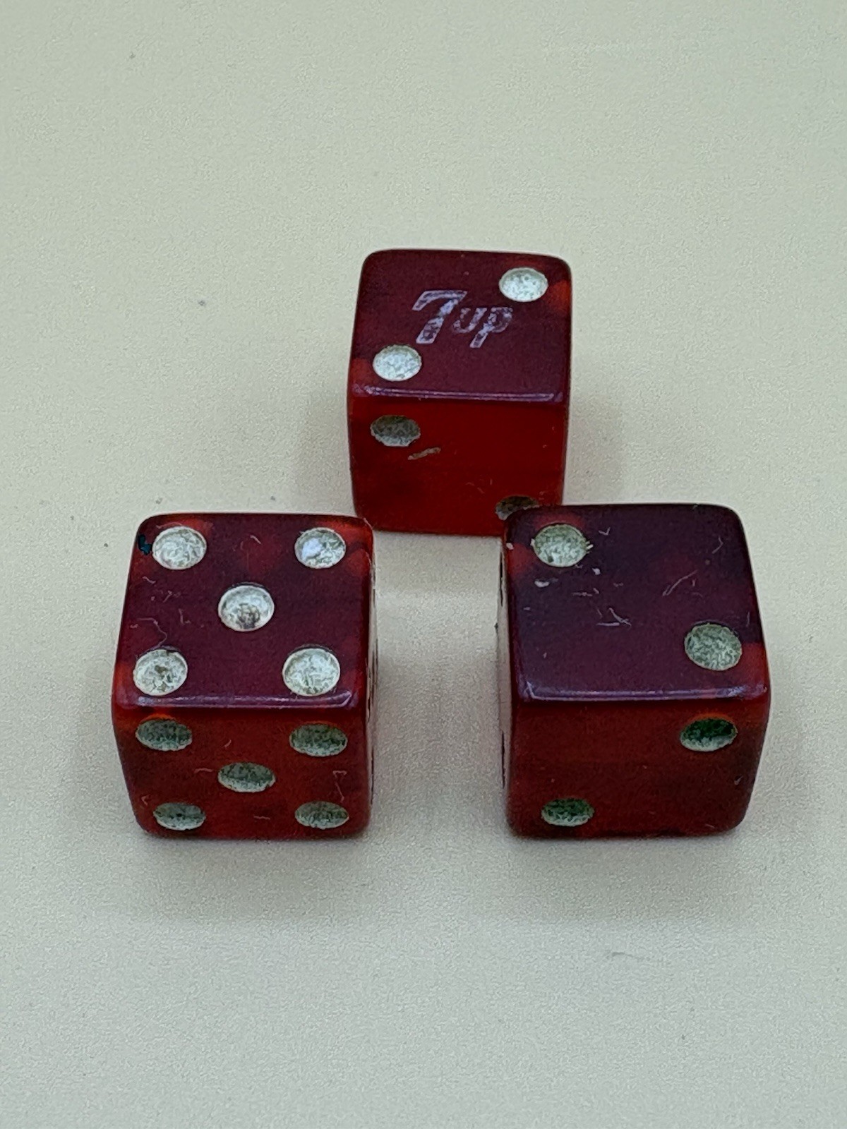 Vintage Cherry Red Dice 7 Up Advertising Vintage Cherry Red Dice 7 Up Advertising