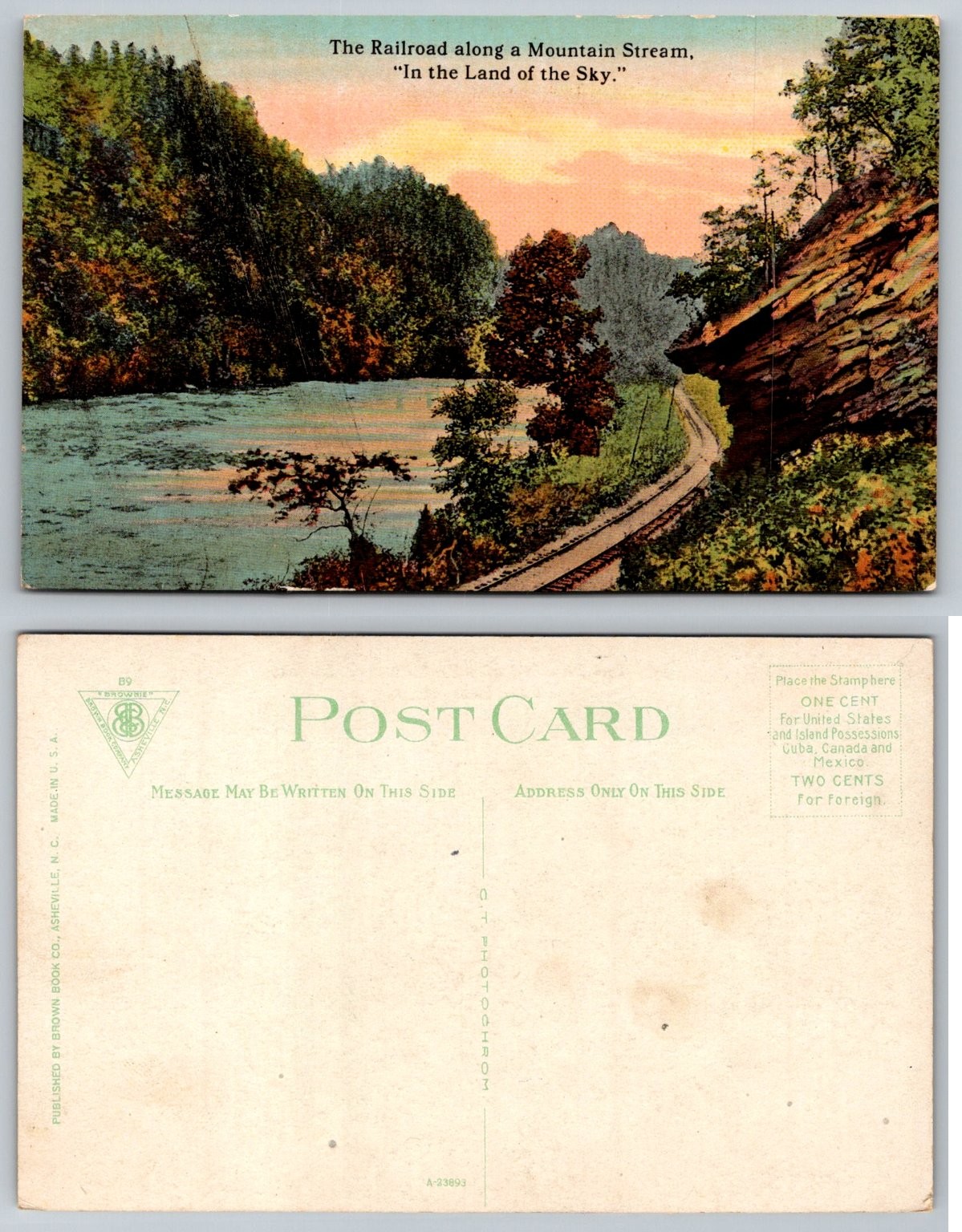 Vintage Asheville NC Railroad Mountain Stream "Land of the Sky" C.T. Photochrom Vintage Asheville NC Railroad Mountain Stream "Land of the Sky" C.T. Photochrom