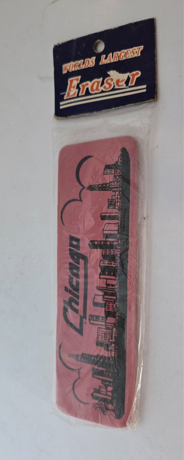 Vintage Worlds Largest Eraser Novelty Chicago Skyline Original Packaging Vintage Worlds Largest Eraser Novelty Chicago Skyline Original Packaging