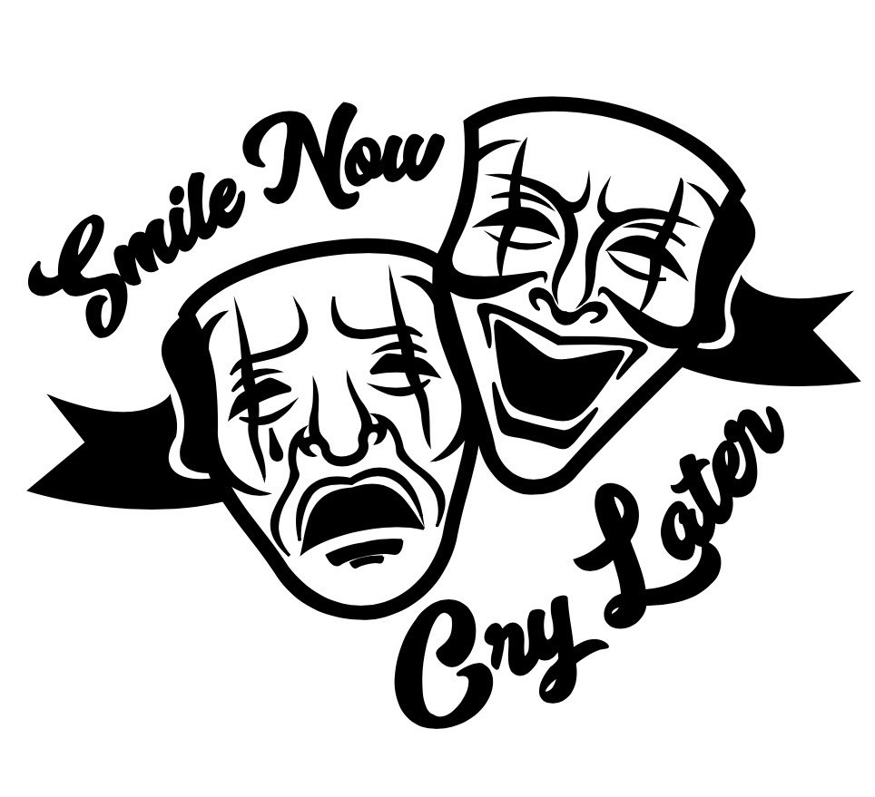 New Smile Now Cry Later Masks Drama Decal Permanent Sticker Vinyl Handmade 4” New Smile Now Cry Later Masks Drama Decal Permanent Sticker Vinyl Handmade 4”