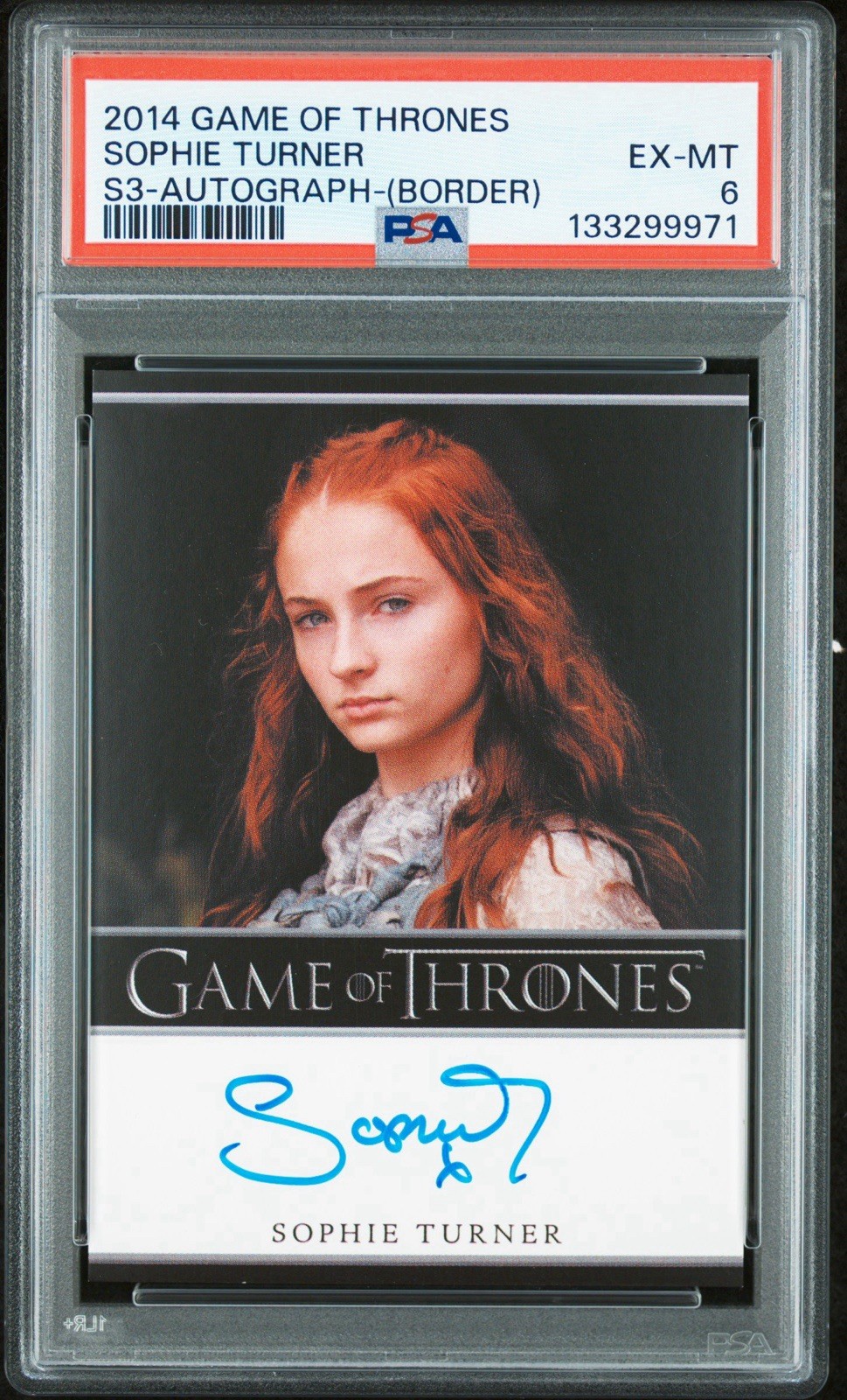 2014 Game of Thrones Season 3 Sophie Turner as Sansa Stark Auto Autograph PSA 6 2014 Game of Thrones Season 3 Sophie Turner as Sansa Stark Auto Autograph PSA 6